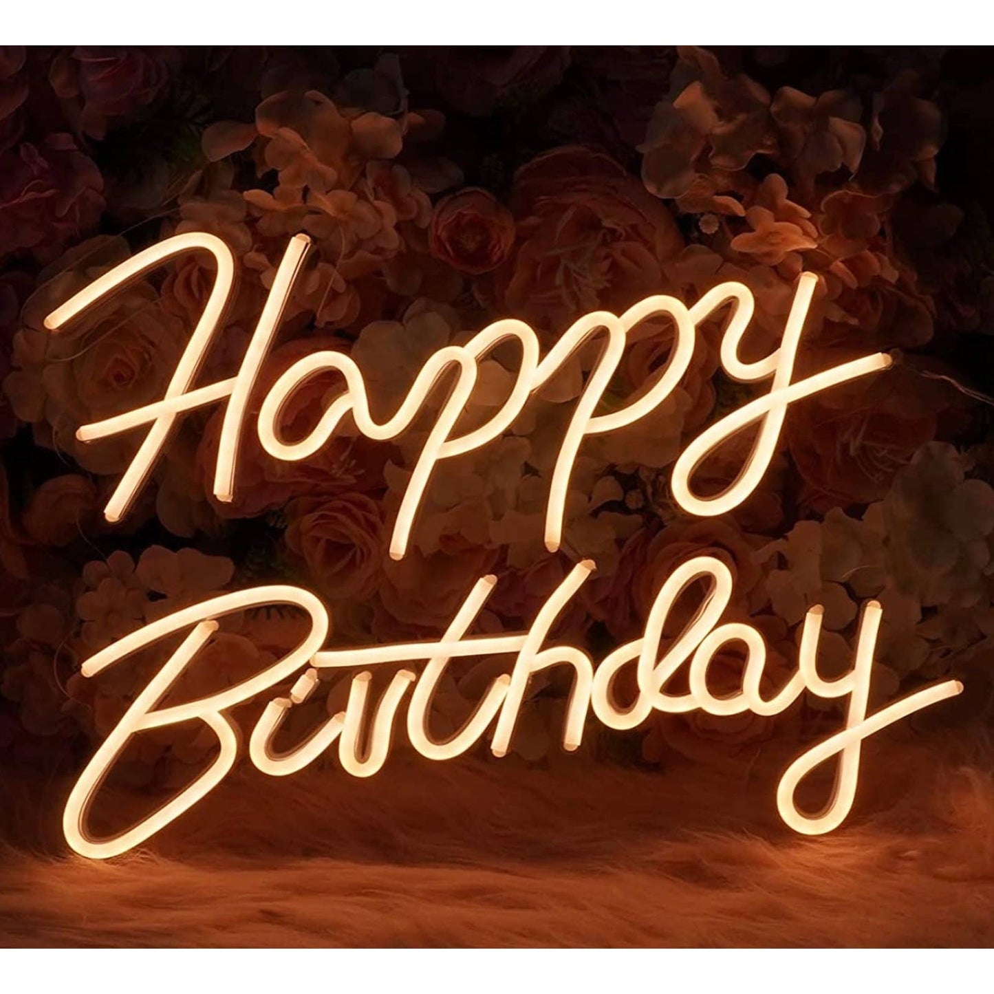 Lovely Simple Bright White Happy Birthday LED Night Light Room Wall Decoration