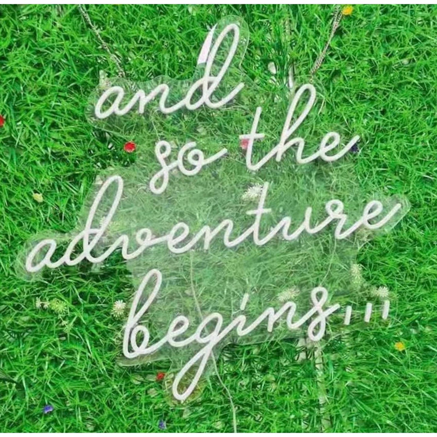 Lovely Bright White “And so the Adventure Begins…” LED Night Light Sign Room Wal