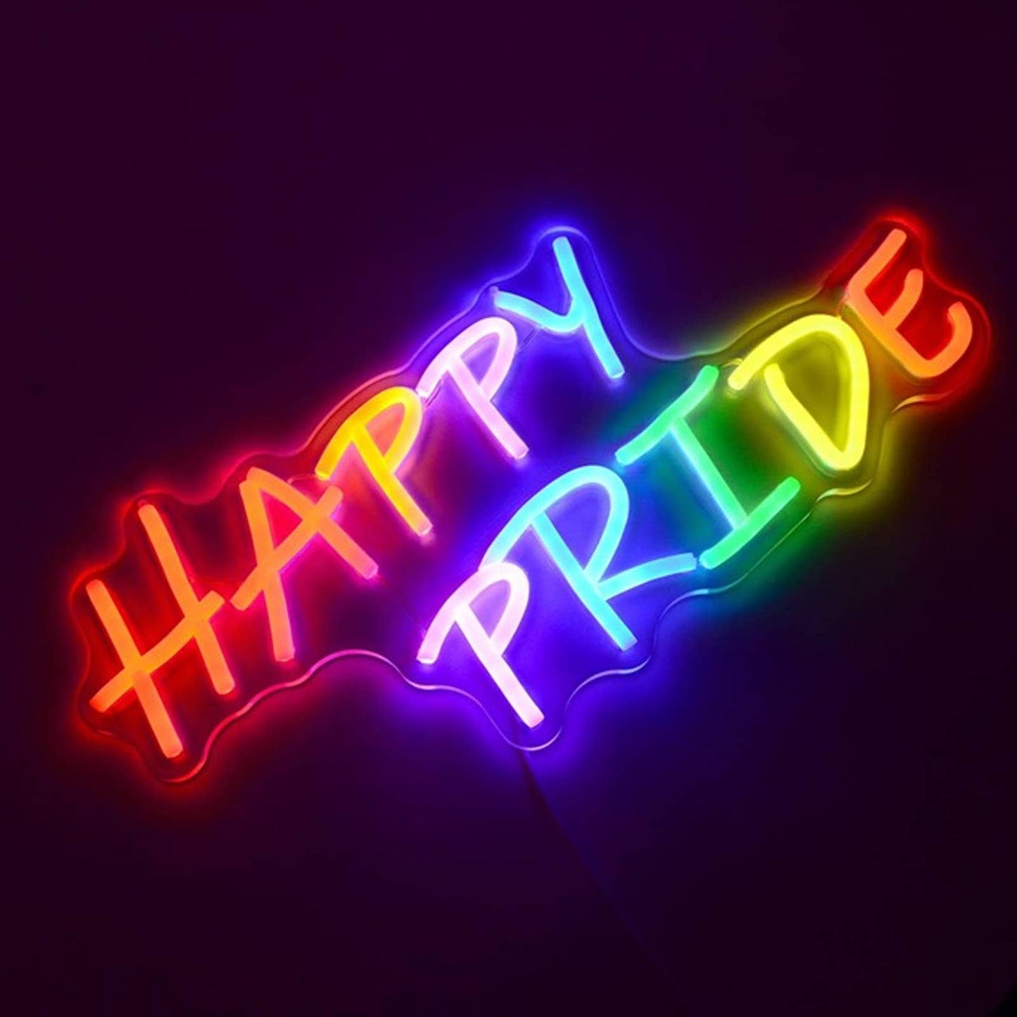 Vivid Bright Rainbow “Happy Pride” LED Night Light Room Wall Decor