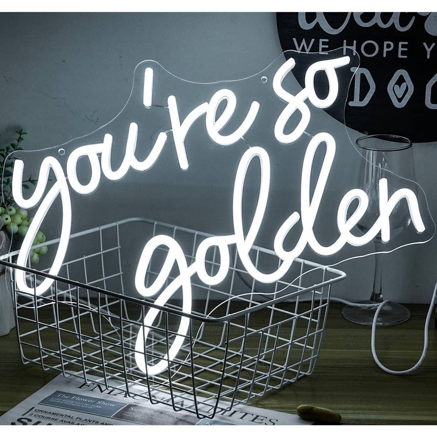 Lovely Bright White “You’re So Golden” LED Night Light Room Wall Decoration