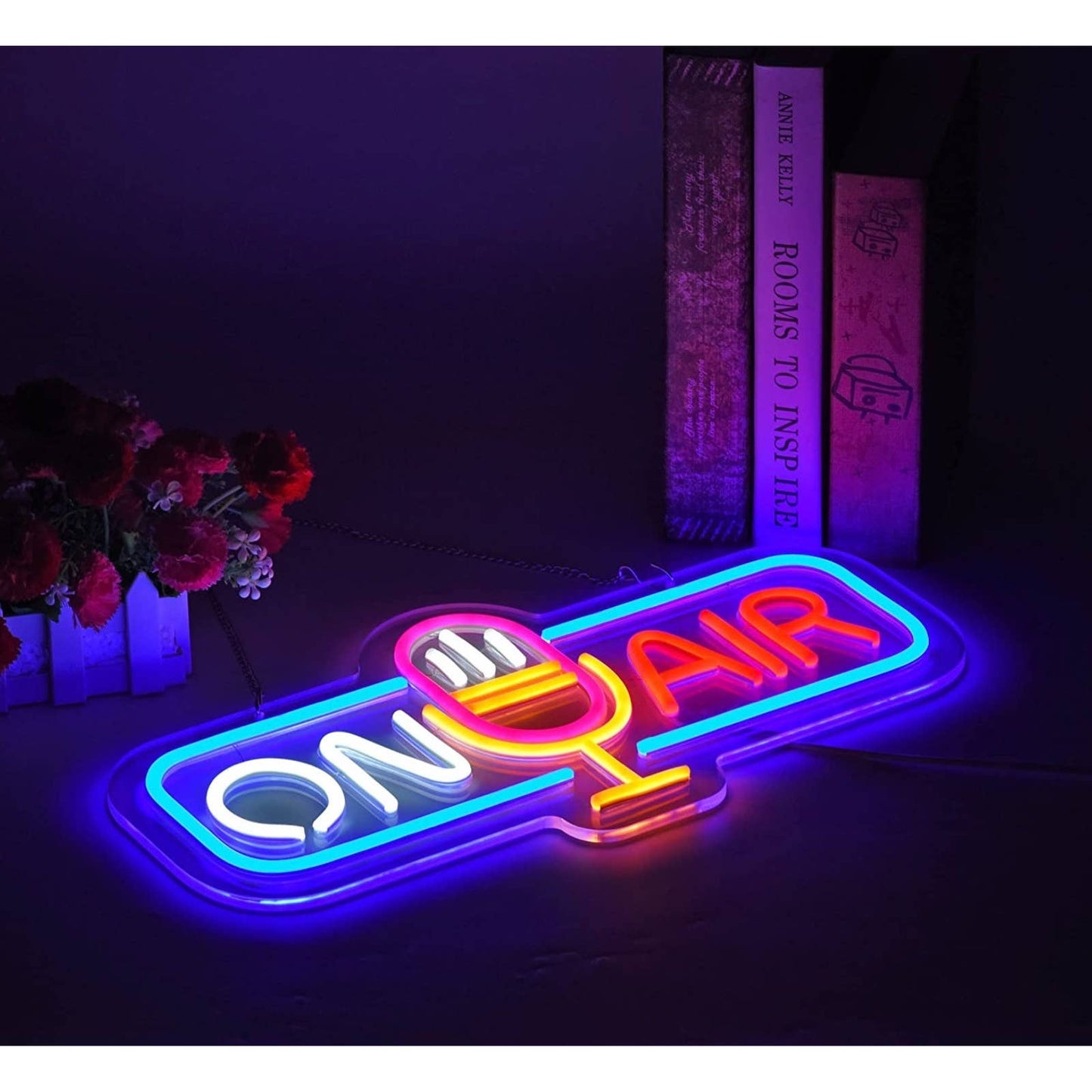 Lovely Bright Pink Microphone ON AIR LED Light Streaming Radio Studio Decor
