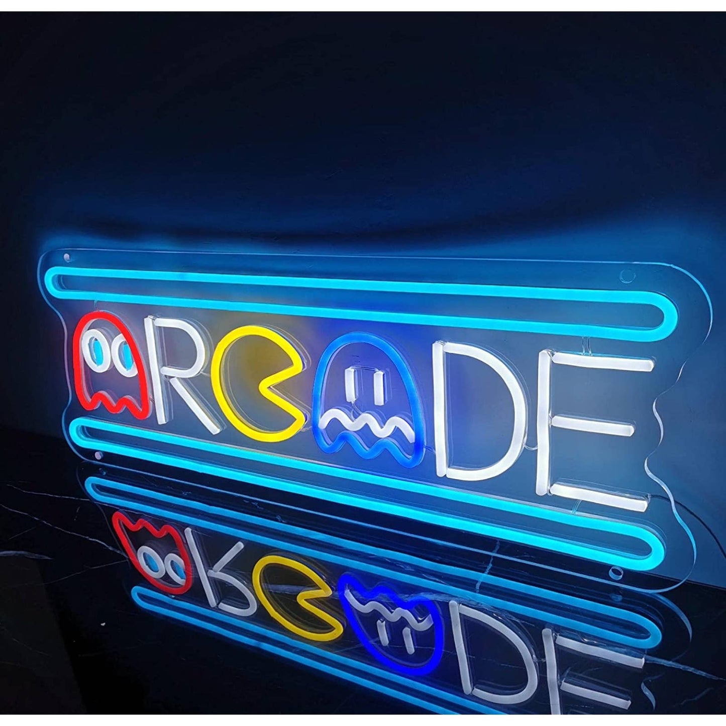 Large Bright Colorful Unique Retro Arcade LED Night Light Sign Game Room Wall De