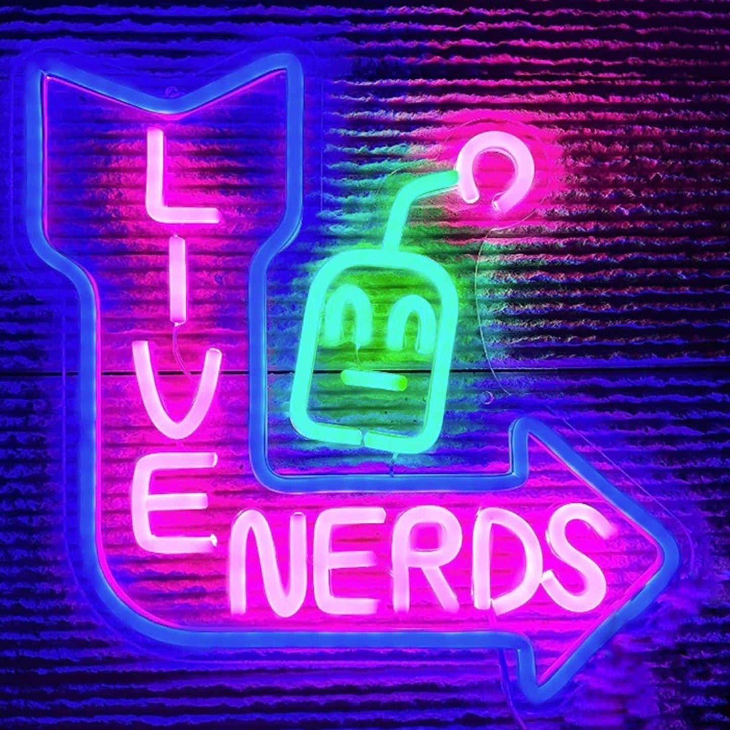 Fun Vivid Bright “Live Nerd” Robot Gamer Gaming LED Light Game Room Decor