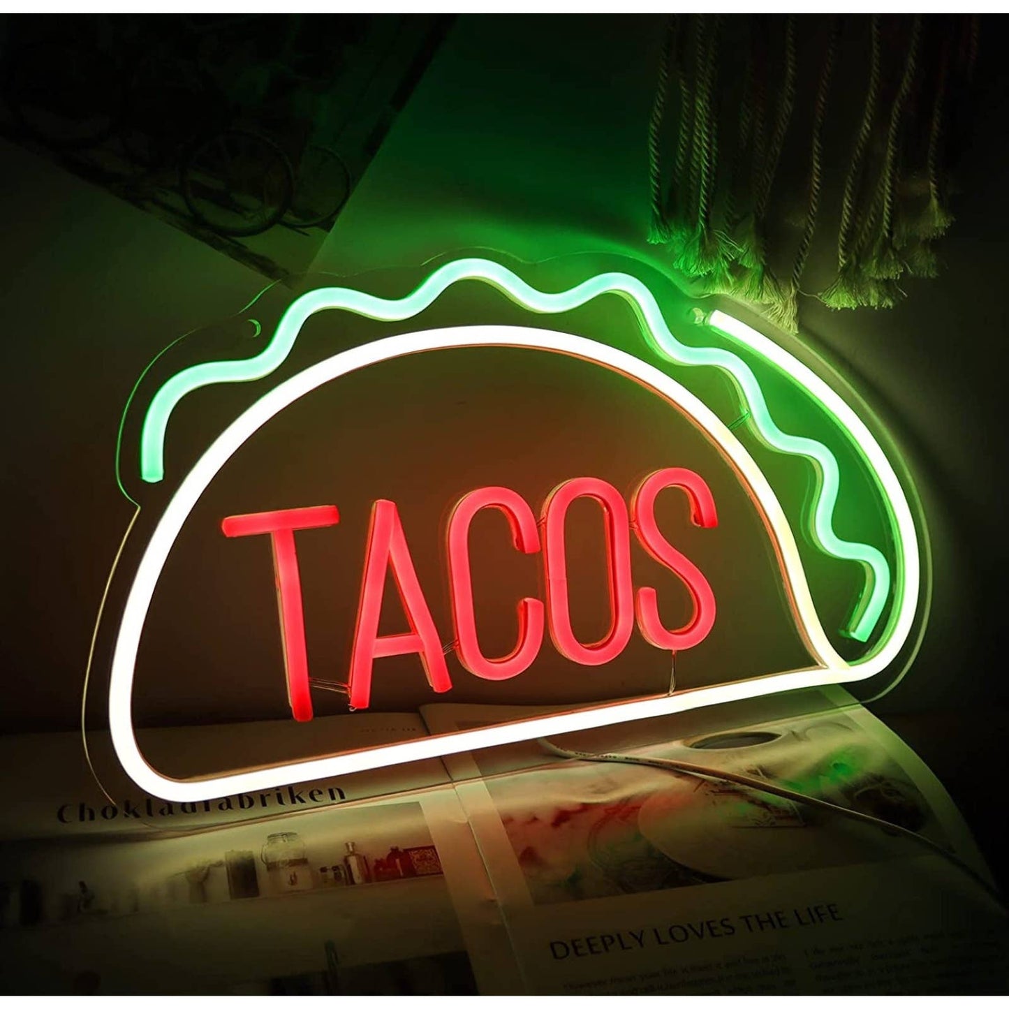 Quality Bright Tacos LED Night Light Shop Store Food Sign Room Wall Decoration