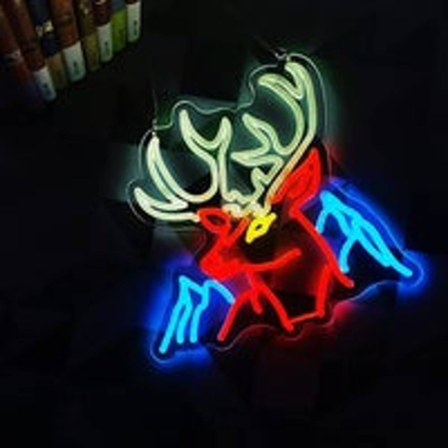 Lovely Bright Colorful Alaskan Reindeer and Mountains LED Night Light Room Wall
