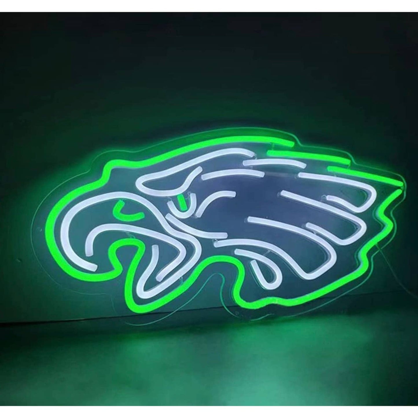 Bright Green / White Philadelphia Eagles Football Logo LED Light NFL Sport Decor