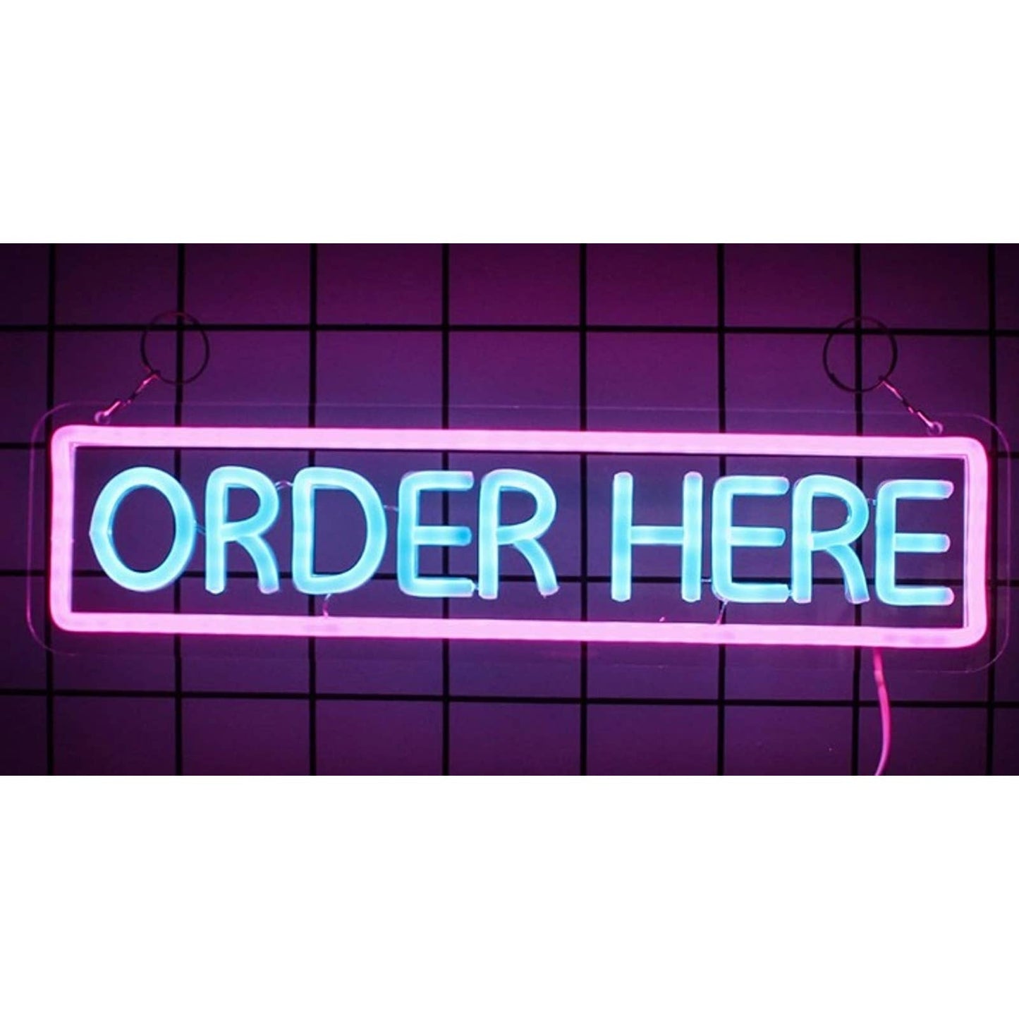 Vivid Bright Pink/Blue Order Here LED Light Store Business Decoration
