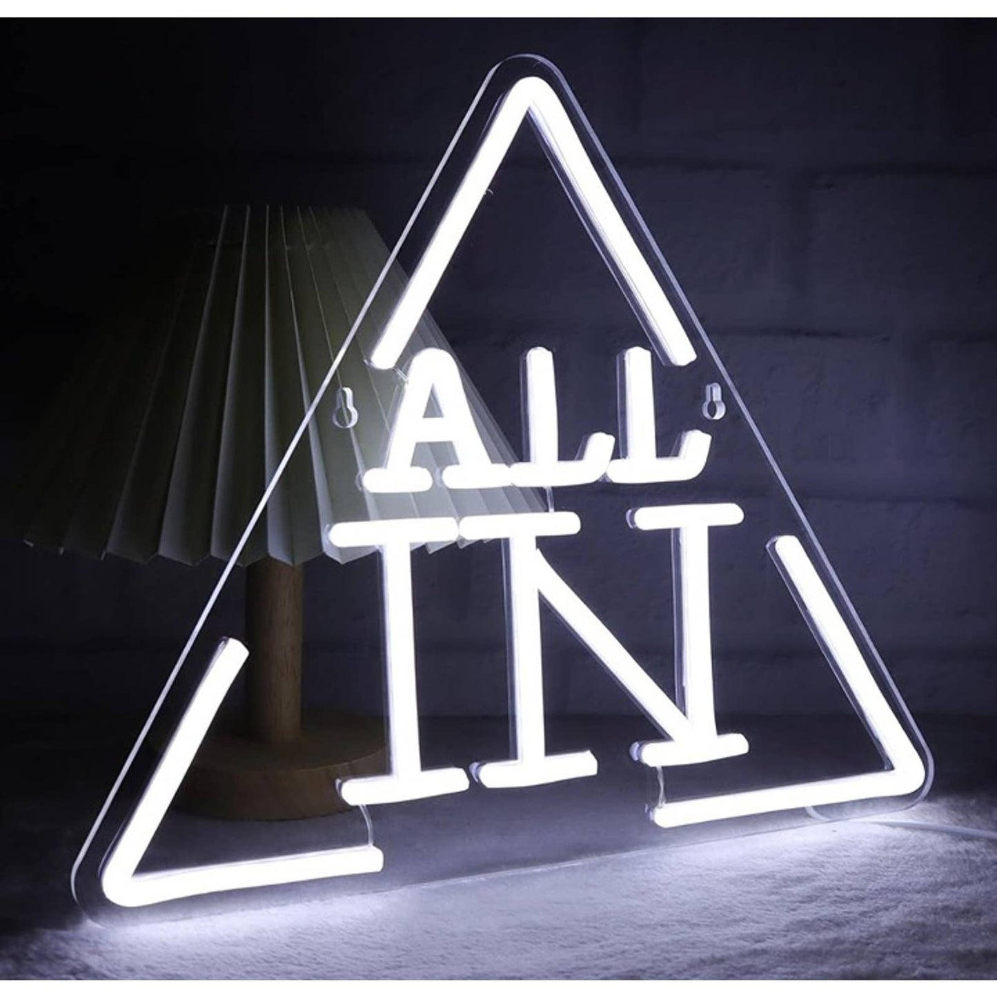 Vivid Bright White Triangle All In Poker LED Night Light Game Room Wall Decor