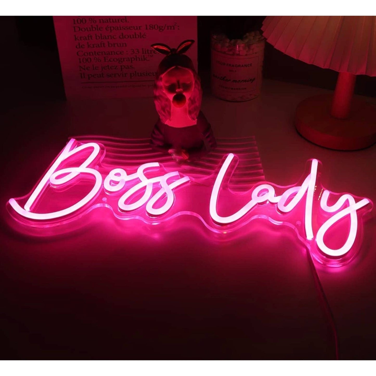 Lovely Bright Pink Boss Lady LED Night Light Room Wall Decoration