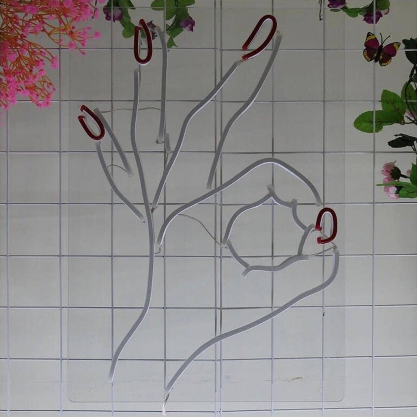 Lovely Bright Red Nails A-OK Hand LED Night Light Sign Room Wall Decoration