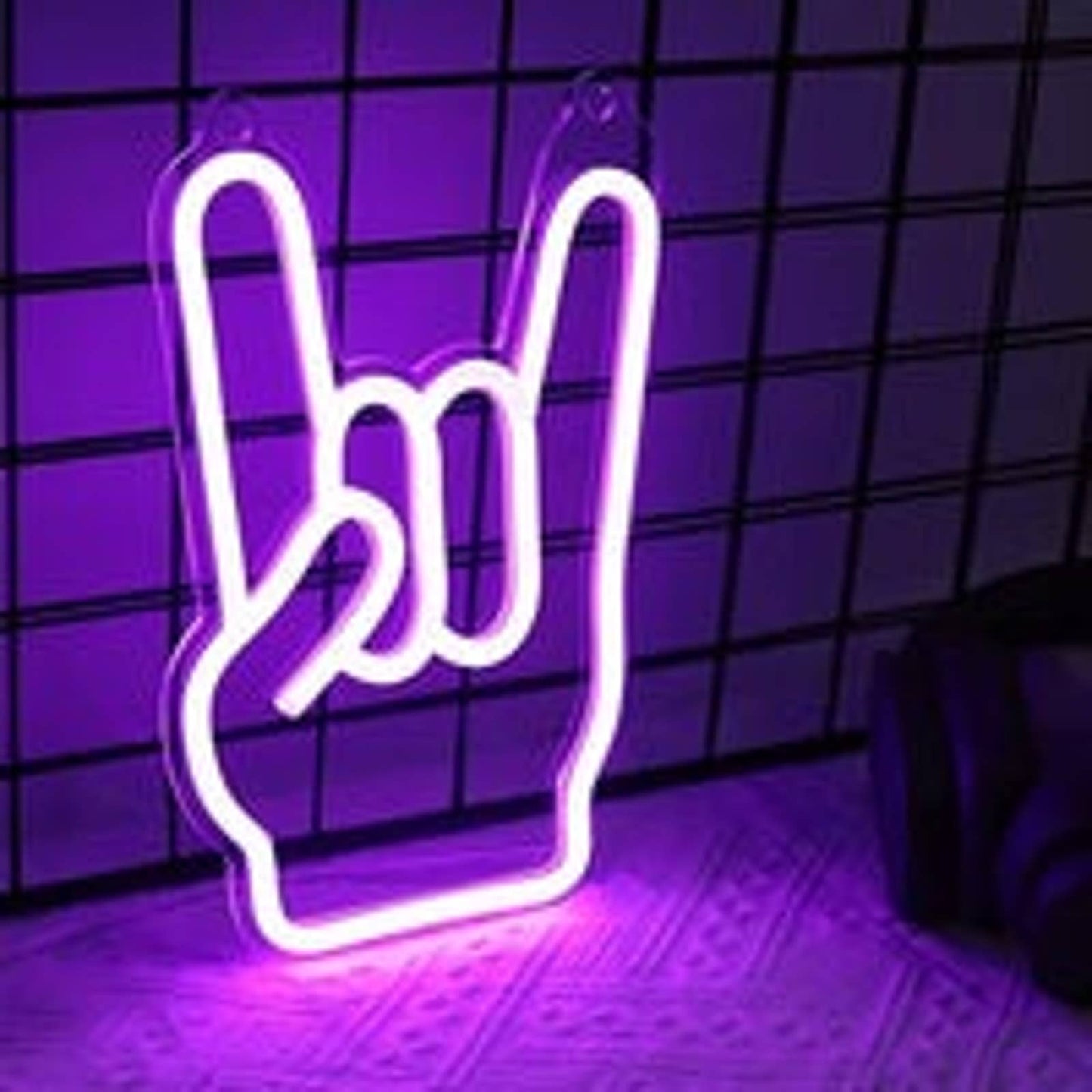 Fun Bright Purple Rock Hands LED Night Light Room Wall Decoration