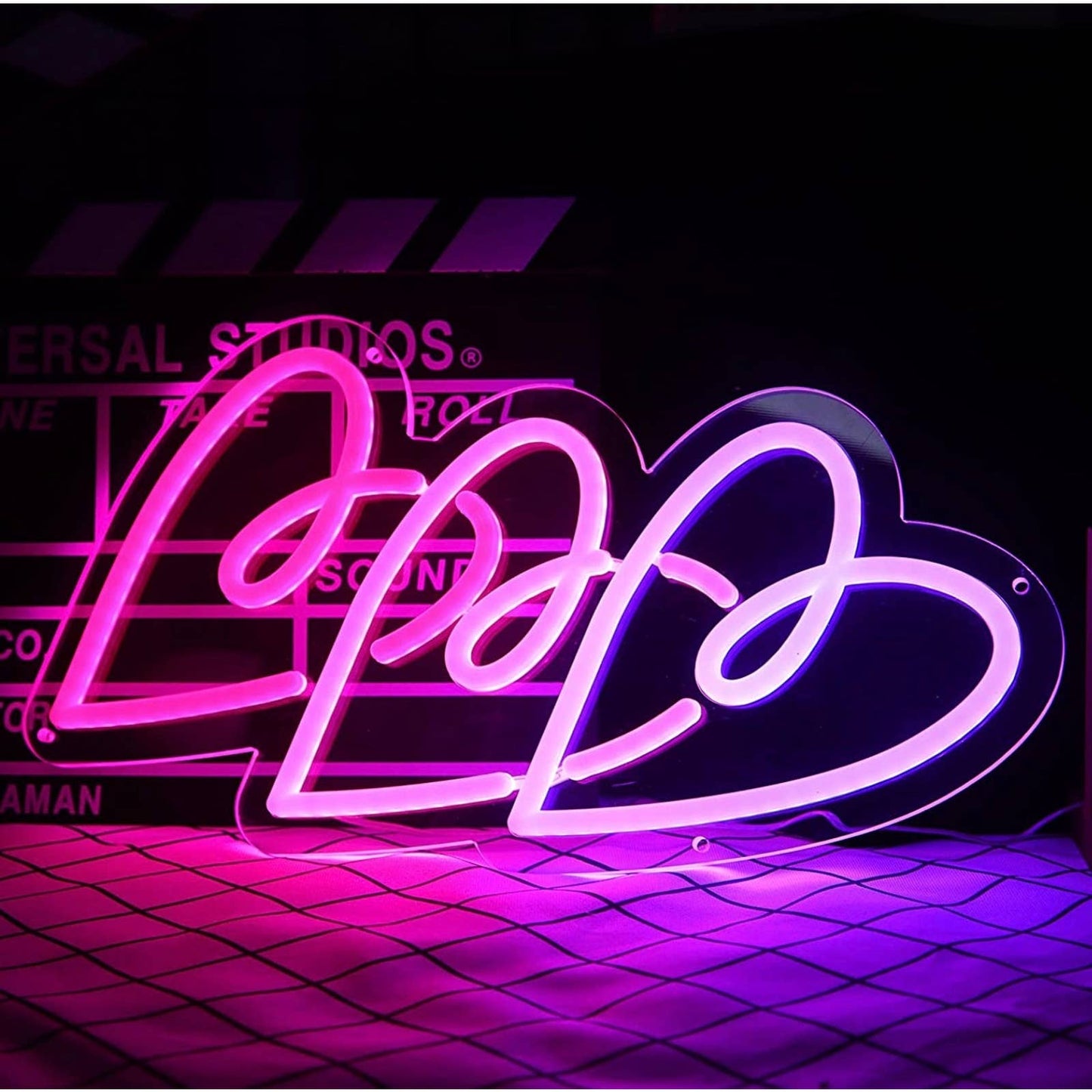 Adorable Bright Colorful Triple Heart Loop LED Love Light Sign Room Wall Decor
