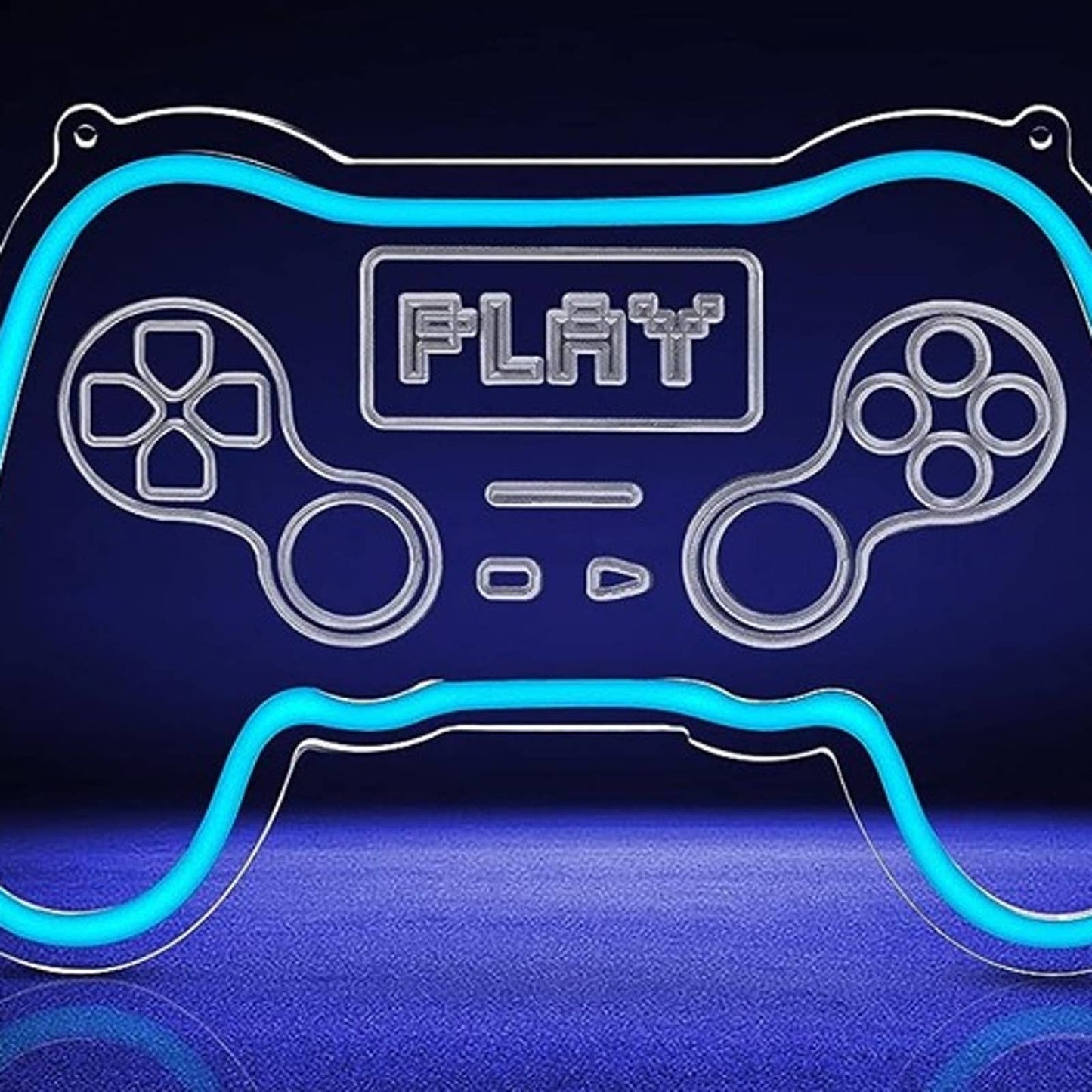 Fun Bright Blue Outline Play Game Controller LED Light Gamer Decor