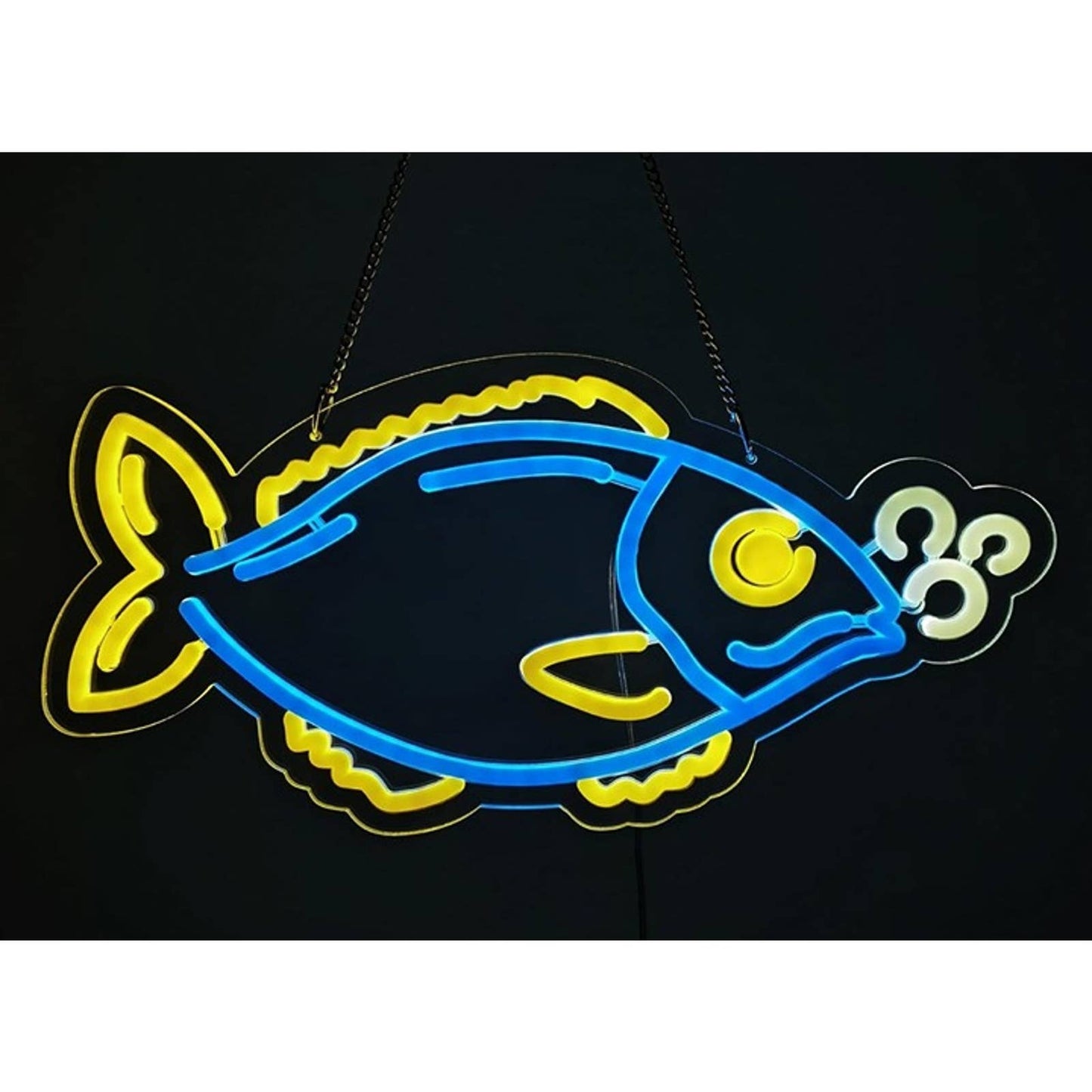 Fun Vivid Bright Blue Fish Blowing Bubbles LED Night Light Room Wall Decor