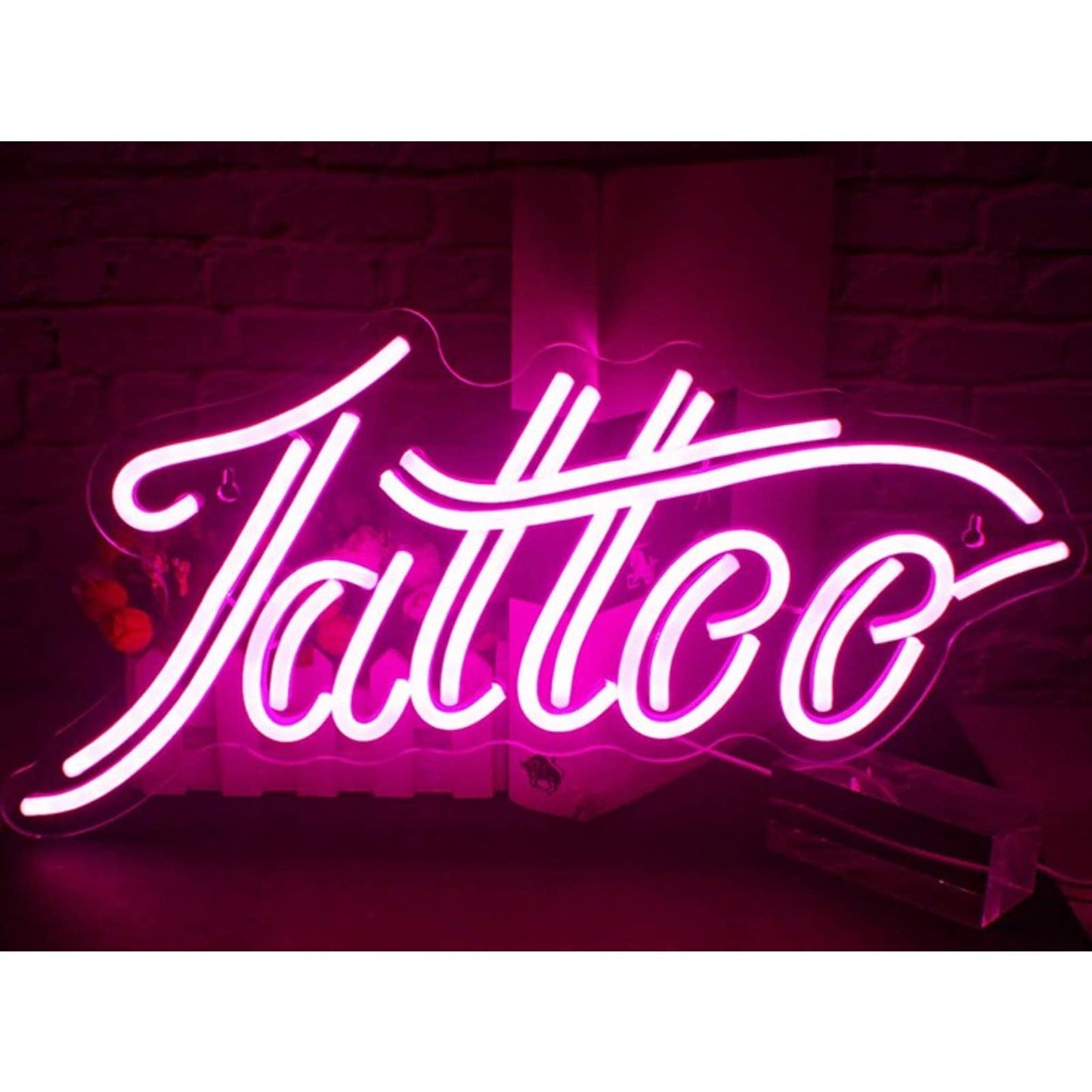 Vivid Bright Pink Fancy Tattoo LED Night Light Shop Wall Window Decor