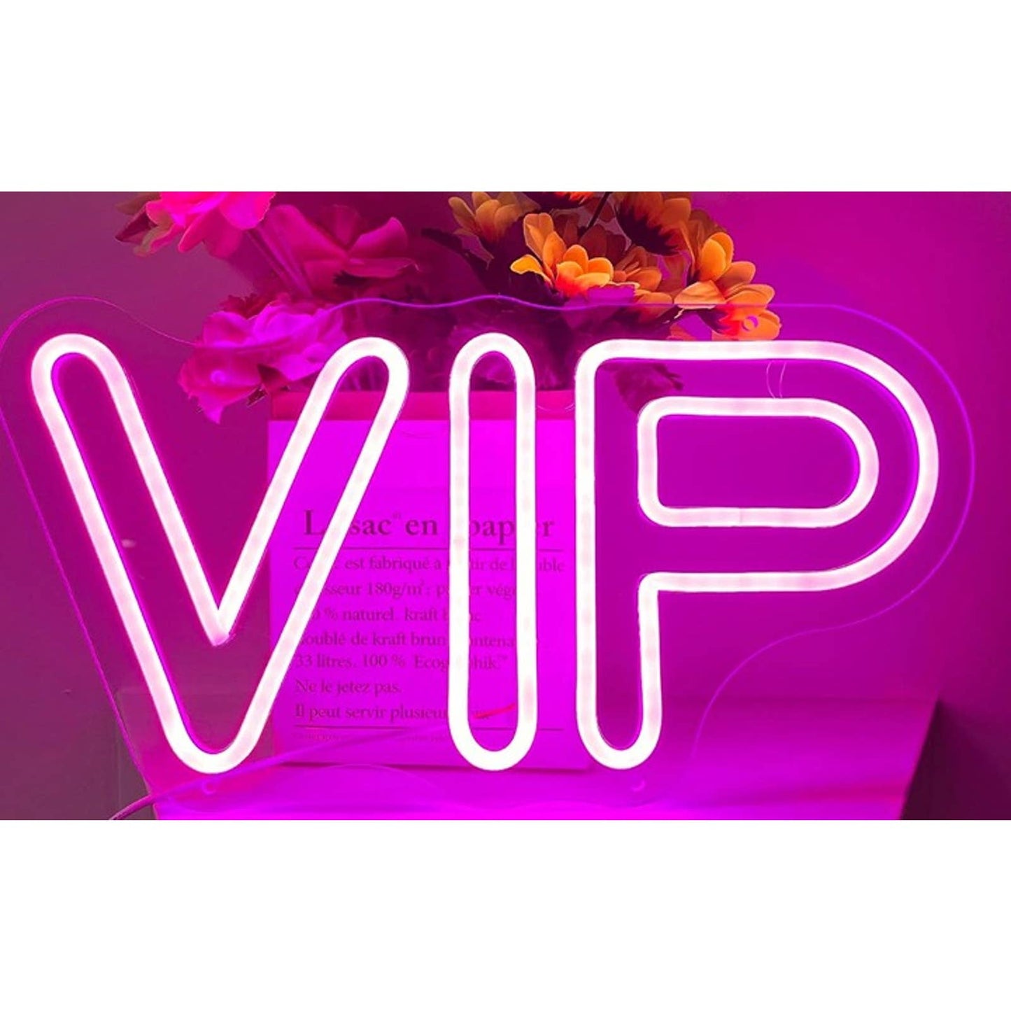 Vivid Bright Pink VIP Bubble Letter LED Night Light Room Wall Decor