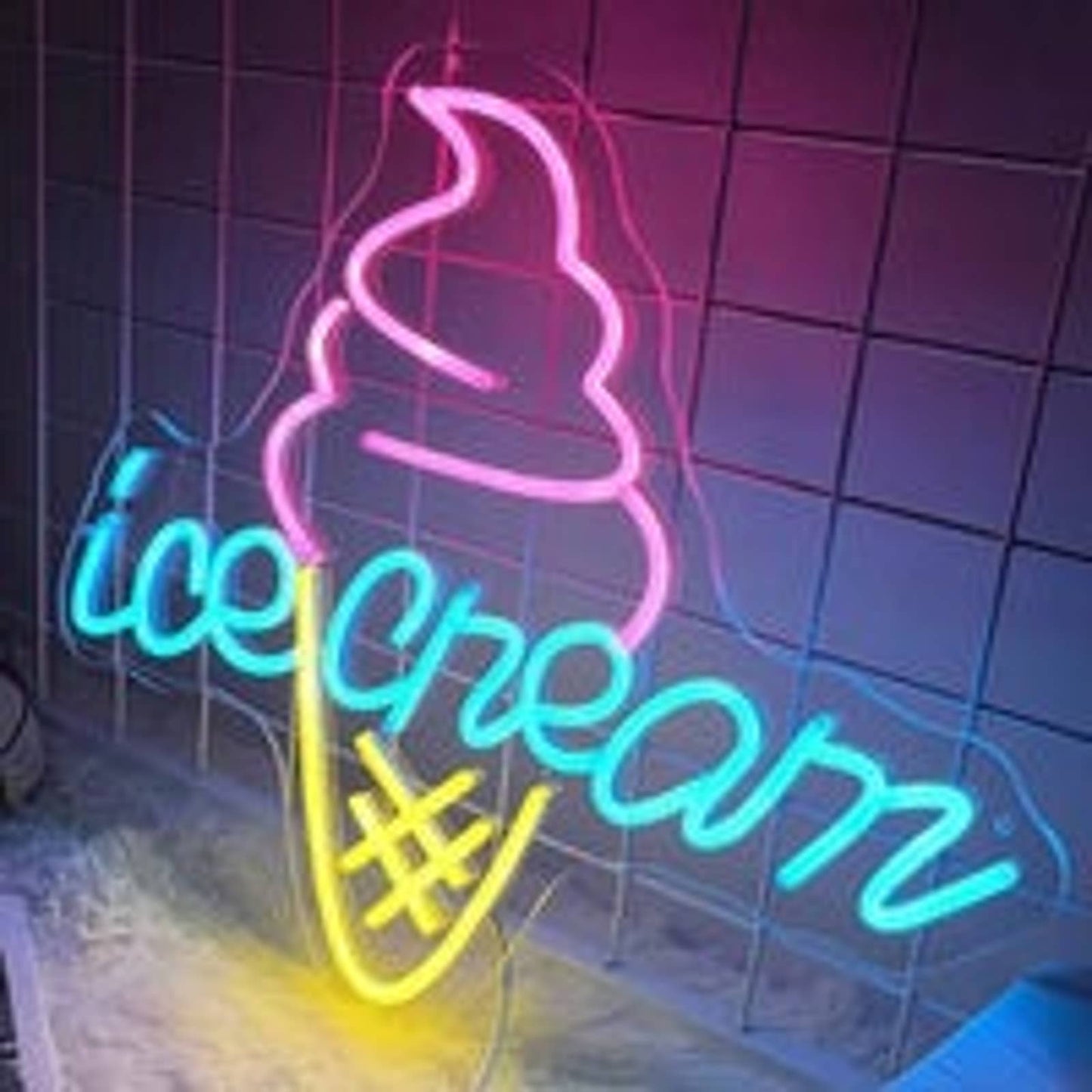 Lovely Bight Tasty Ice Cream LED Night Light Store Sign Room Wall Decoration