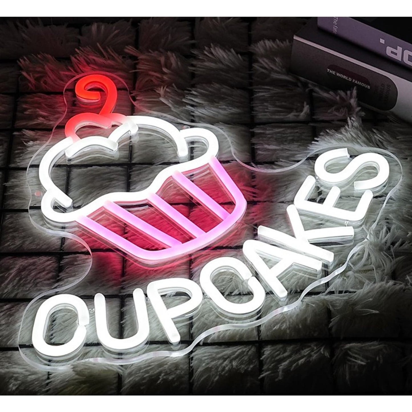 Lovely Bright Pink Cupcake LED Night Light Room Wall Decoration