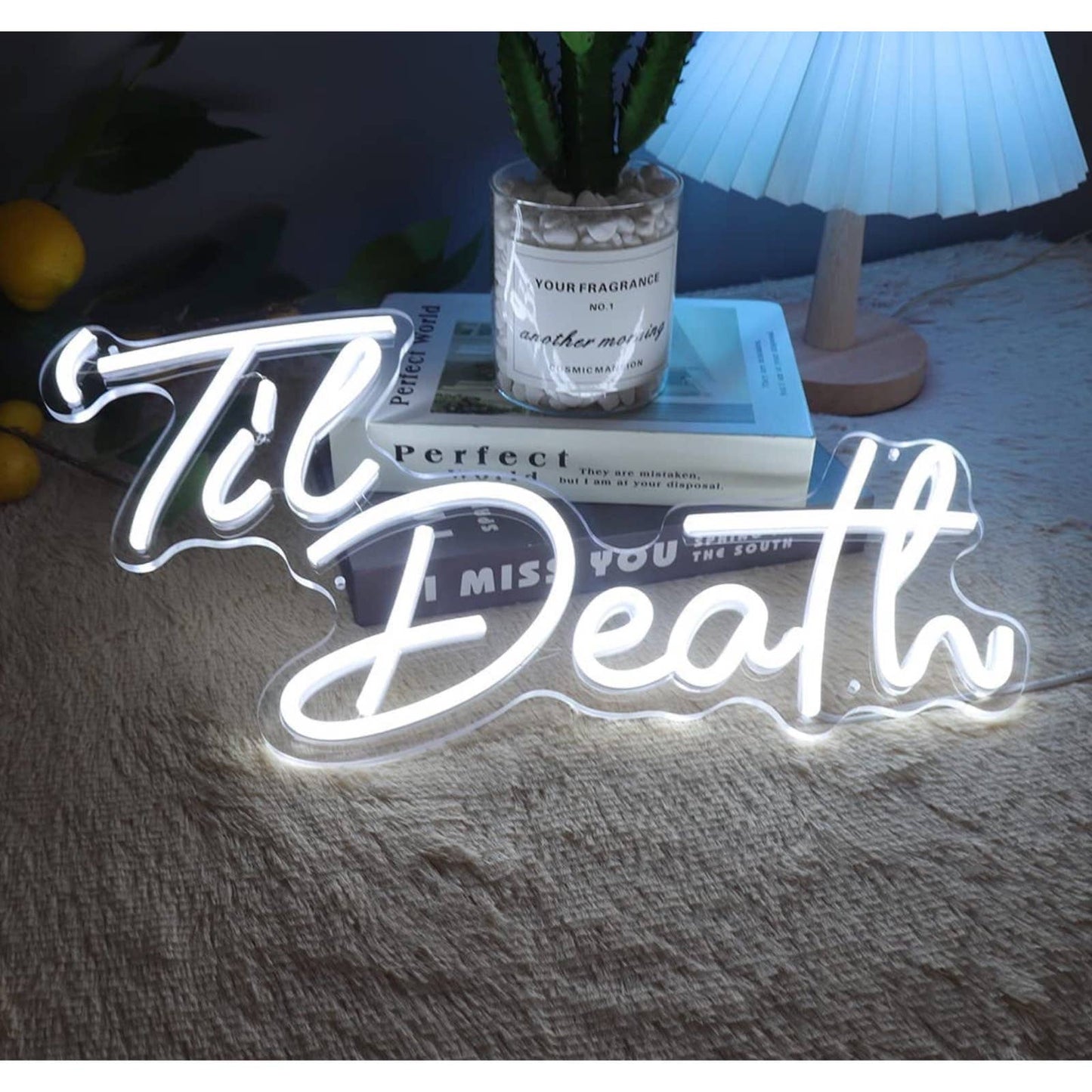 Lovely Bright Cool White “Til’ Death” LED Night Light Marriage Room Wall Decorat