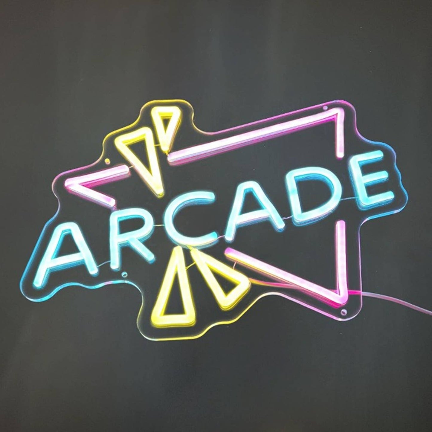 Fun Vivid Bright Pink Triangle Arcade Retro LED Night Light Game Room Decor