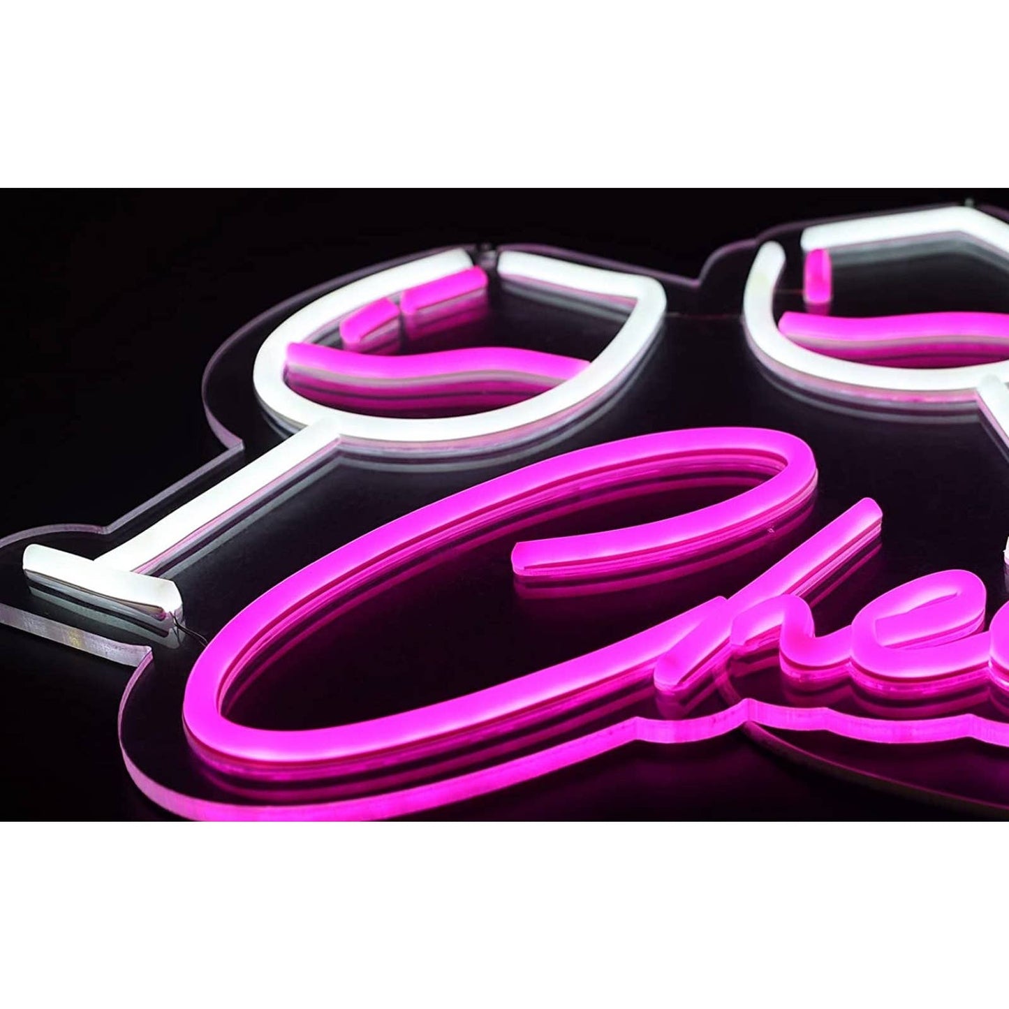 Fun Bright Pink Cheers Wine Glass LED Night Light Party Bar Decor