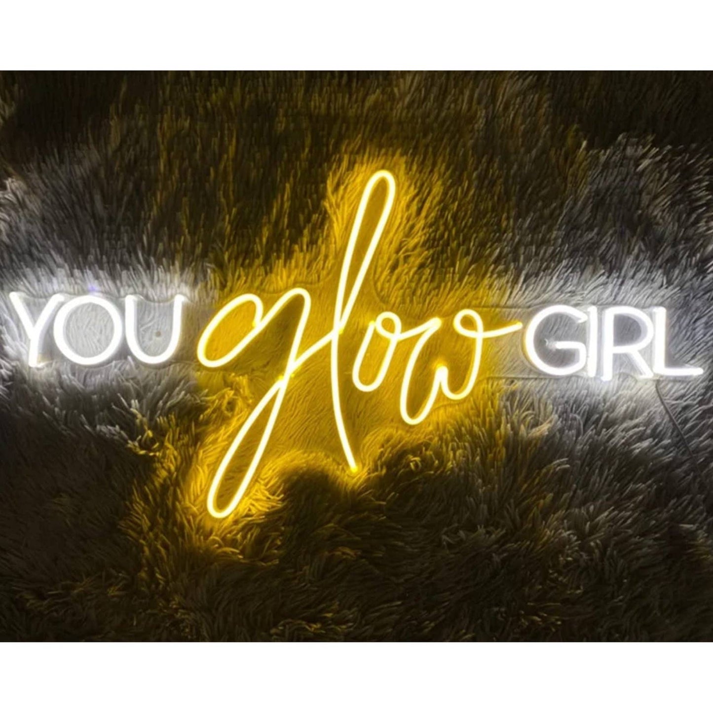 Lovely Bright White / Gold “You Glow Girl” LED Night Light Room Wall Glam Decor