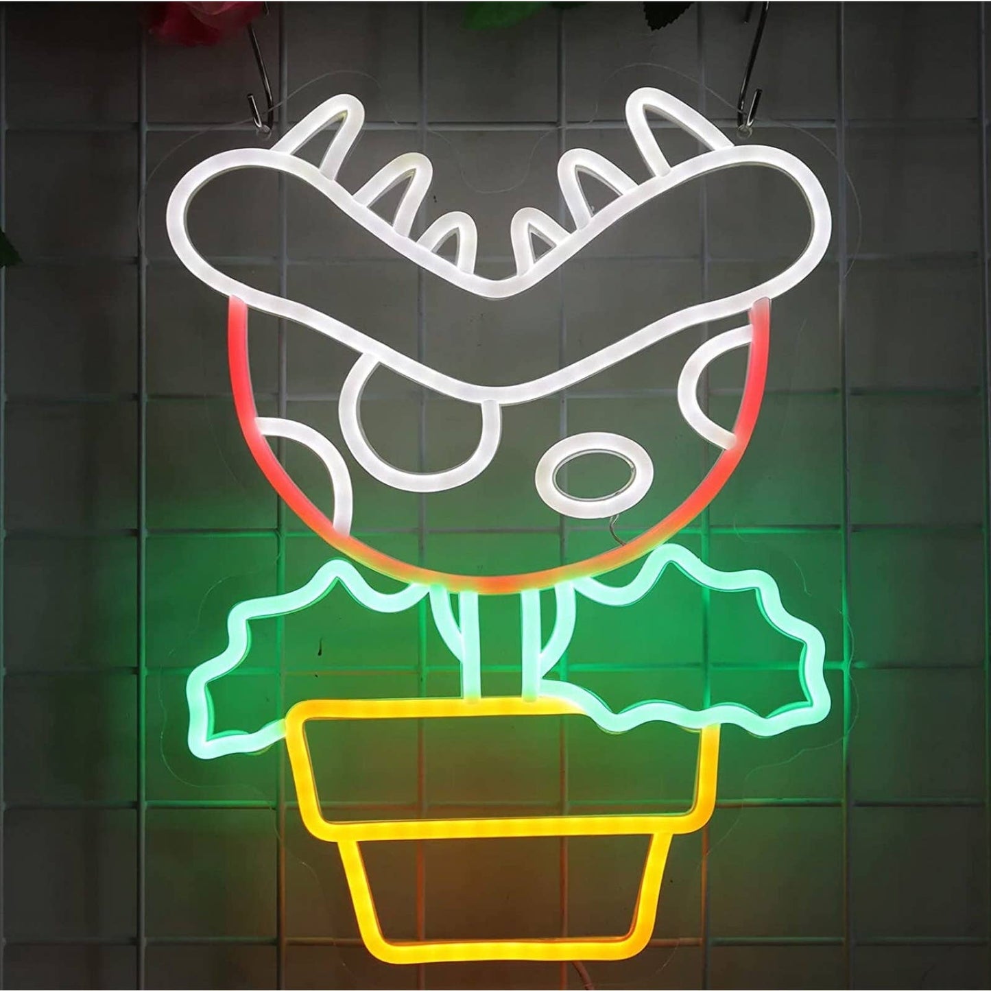 Fun Bright Quality Piranha Plant Super Mario LED Night Light Game Room Wall Deco