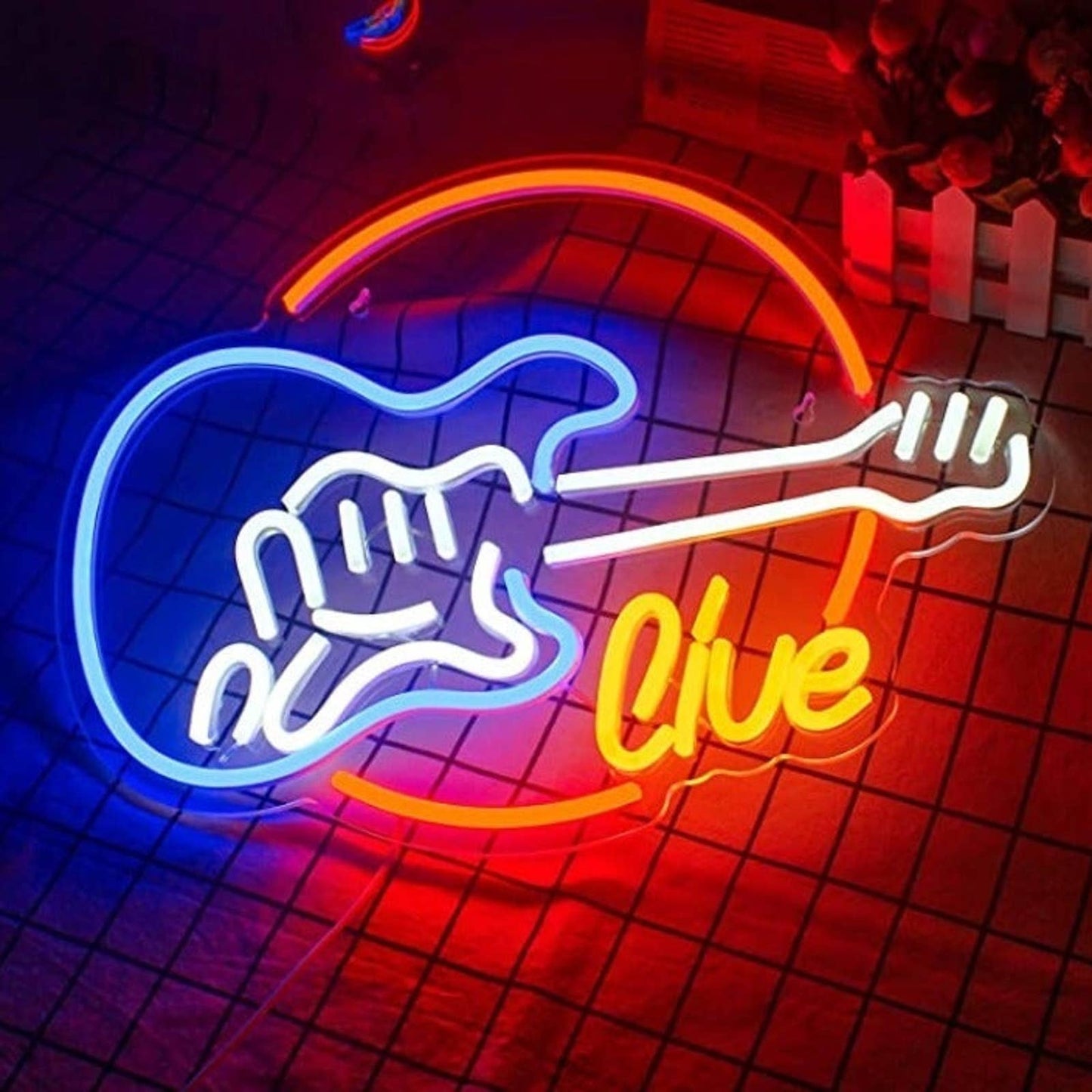 Bright Red Live Music Guitar LED Night Light Concert Sign