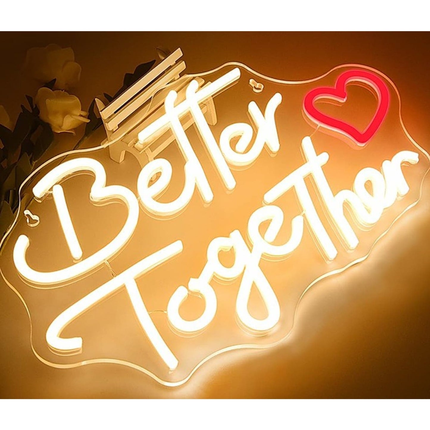 Lovely Warm Bright “Better Together” Red Heart LED Light Room Wall Decor
