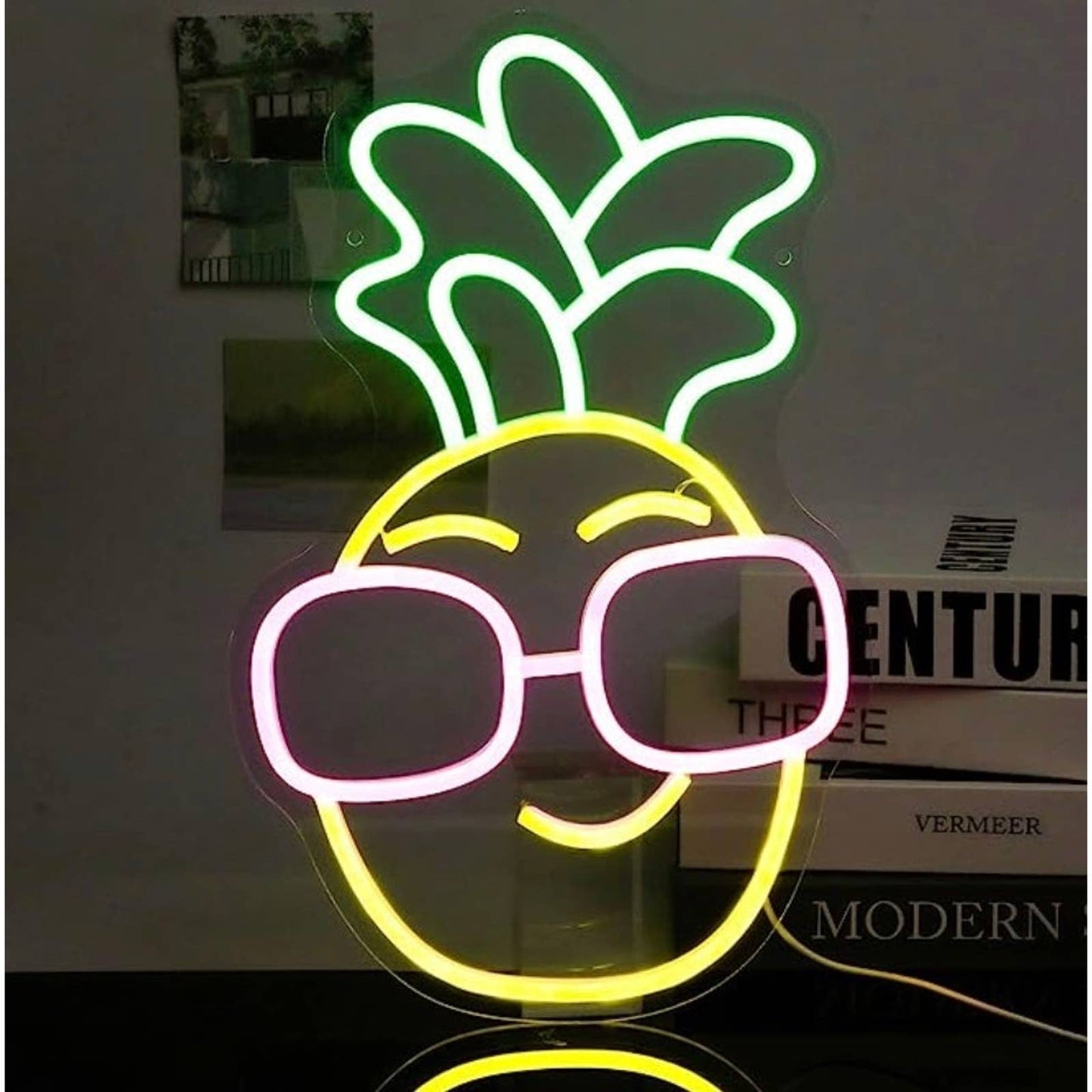 Funny Vivid Bright Cool Pineapple in Sunglasses LED Night Light Vacation Decorat