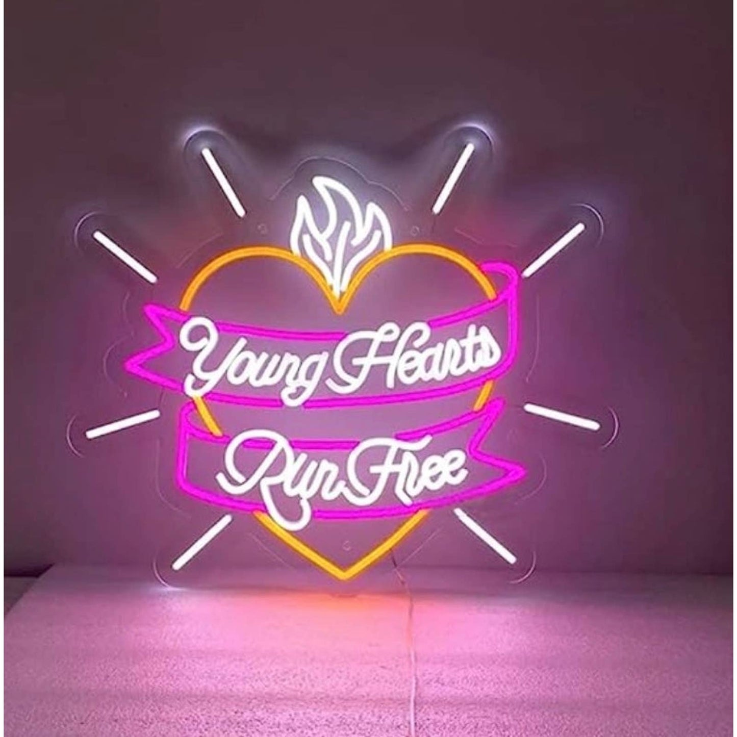 Lovely Bright Young Hearts Run Free LED Night Light Love Room Wall Decoration