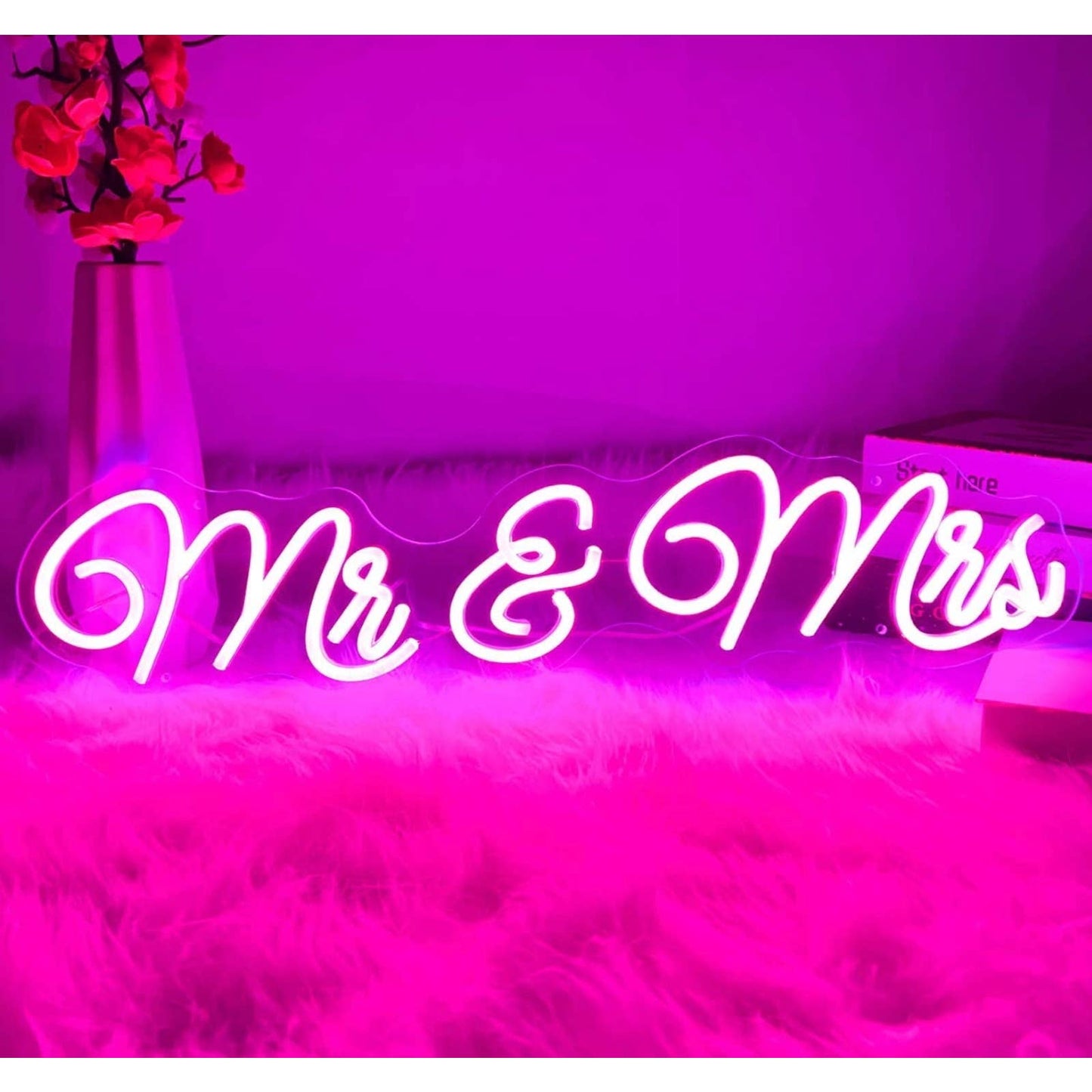Lovely Bright Vivid Pink Mr. & Mrs. LED Light Wedding Celebration Decoration