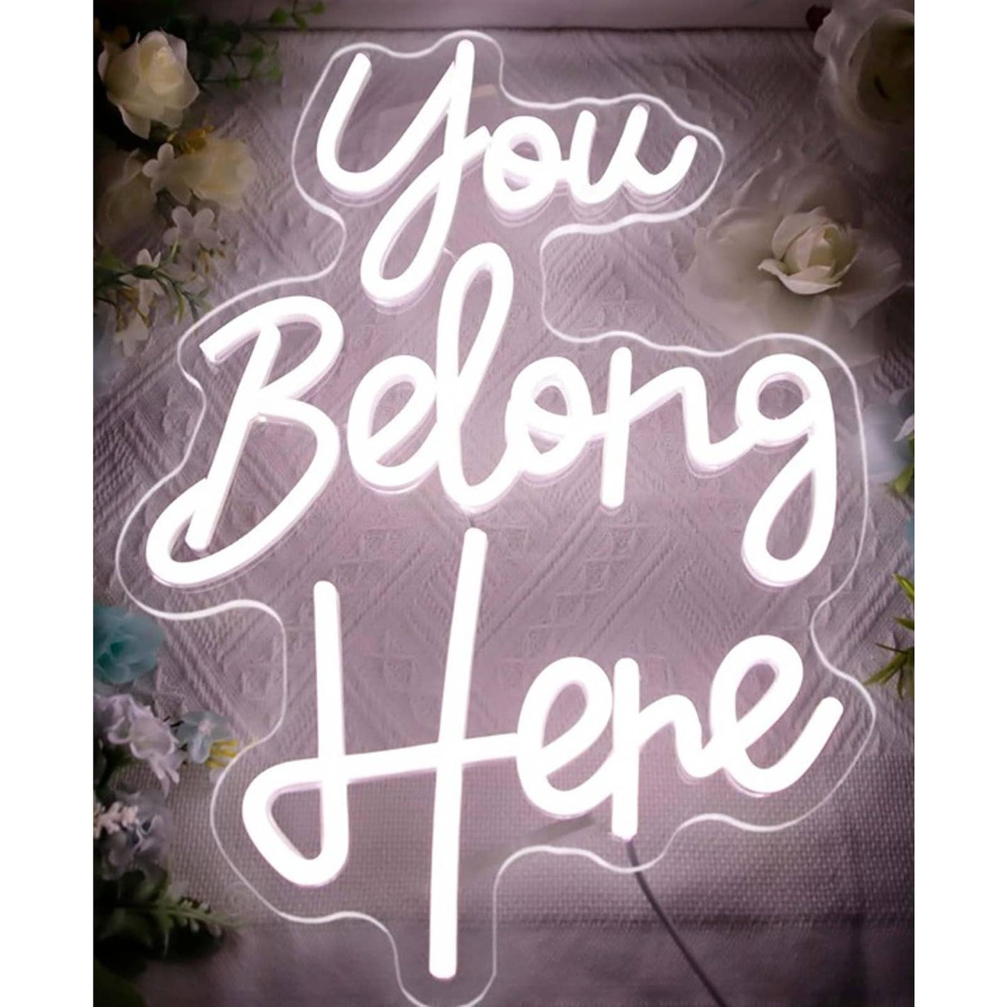 Lovely Bright White “You Belong Here” LED Night Light Room Wall Decor