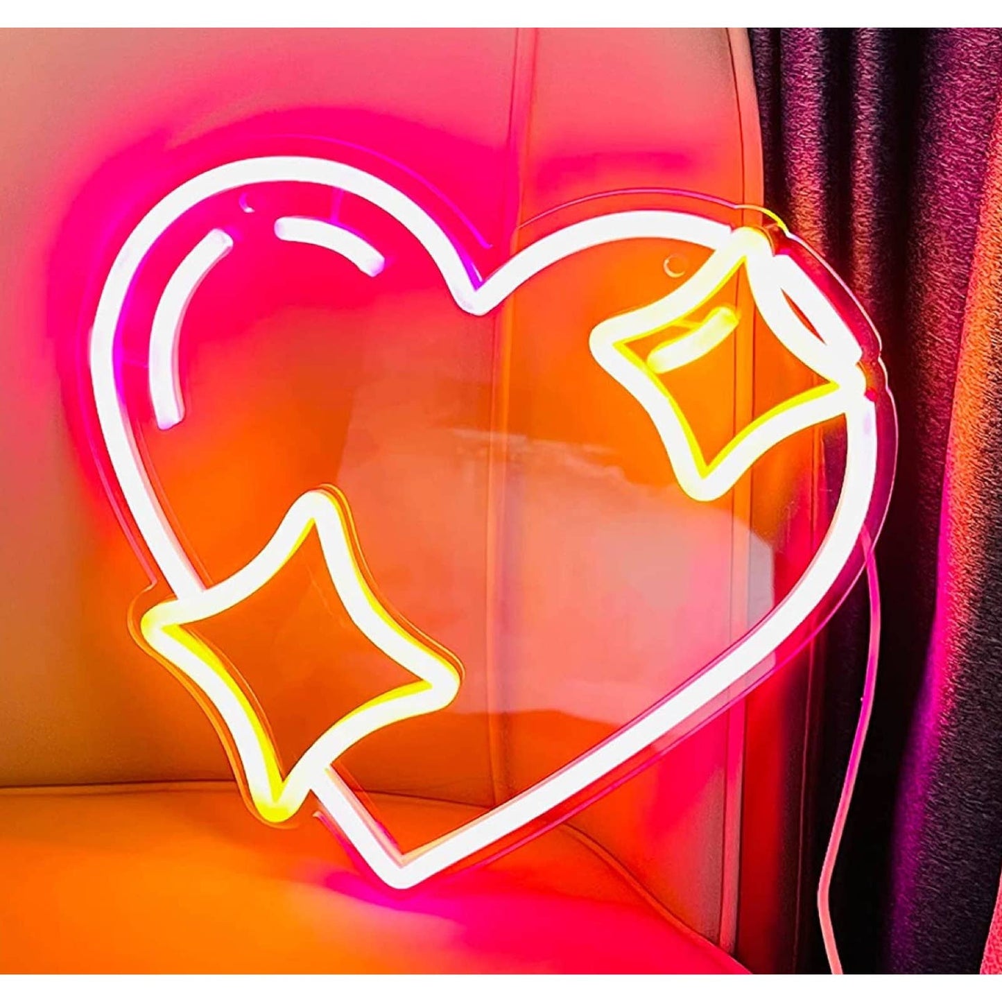 Lovely Bright Pink Sparking Heart LED Night Light Room Wall Decoration