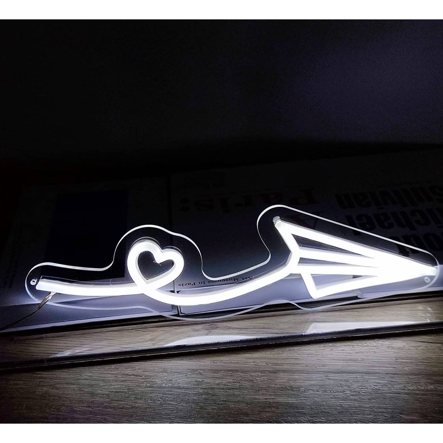 Lovely Bright White Paper Airplane Heart Loop LED Night Light Room Wall Decorati