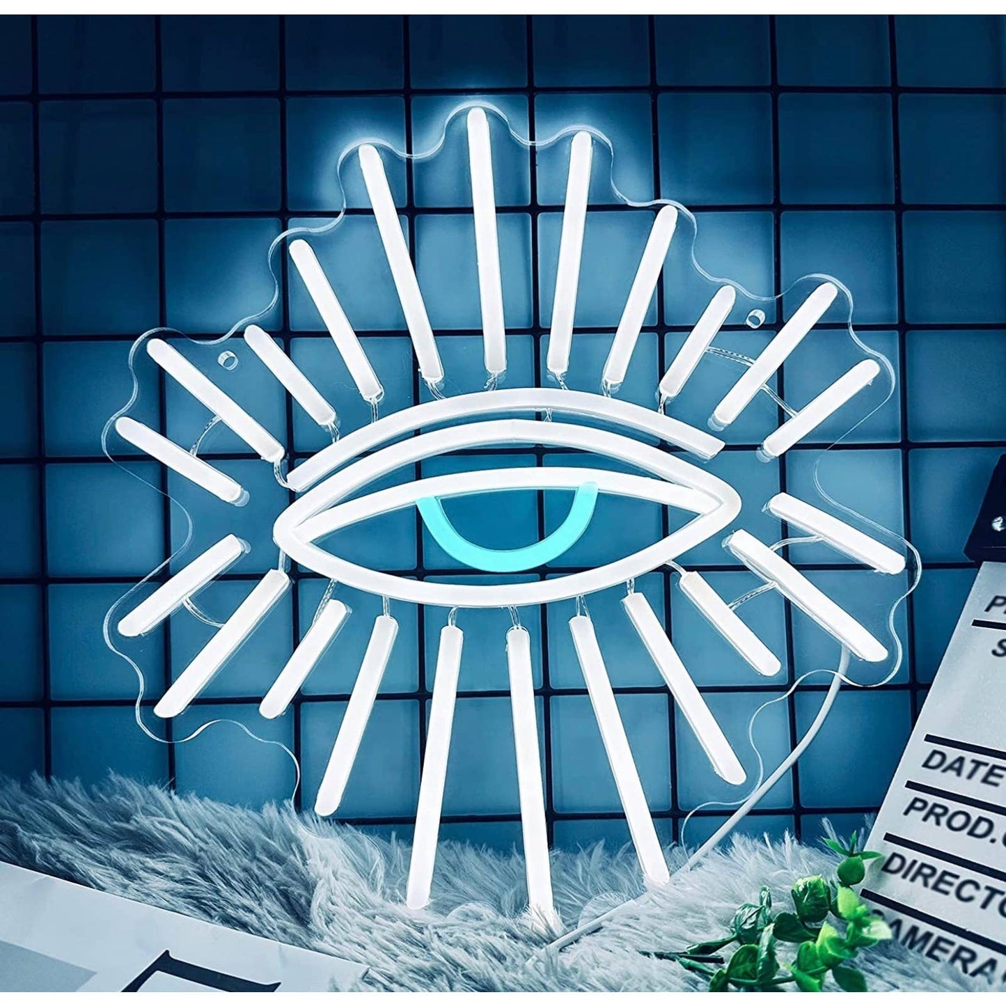 Lovely Bright Vivid White All Seeing Eye LED Night Light Room Wall Art Decoratio
