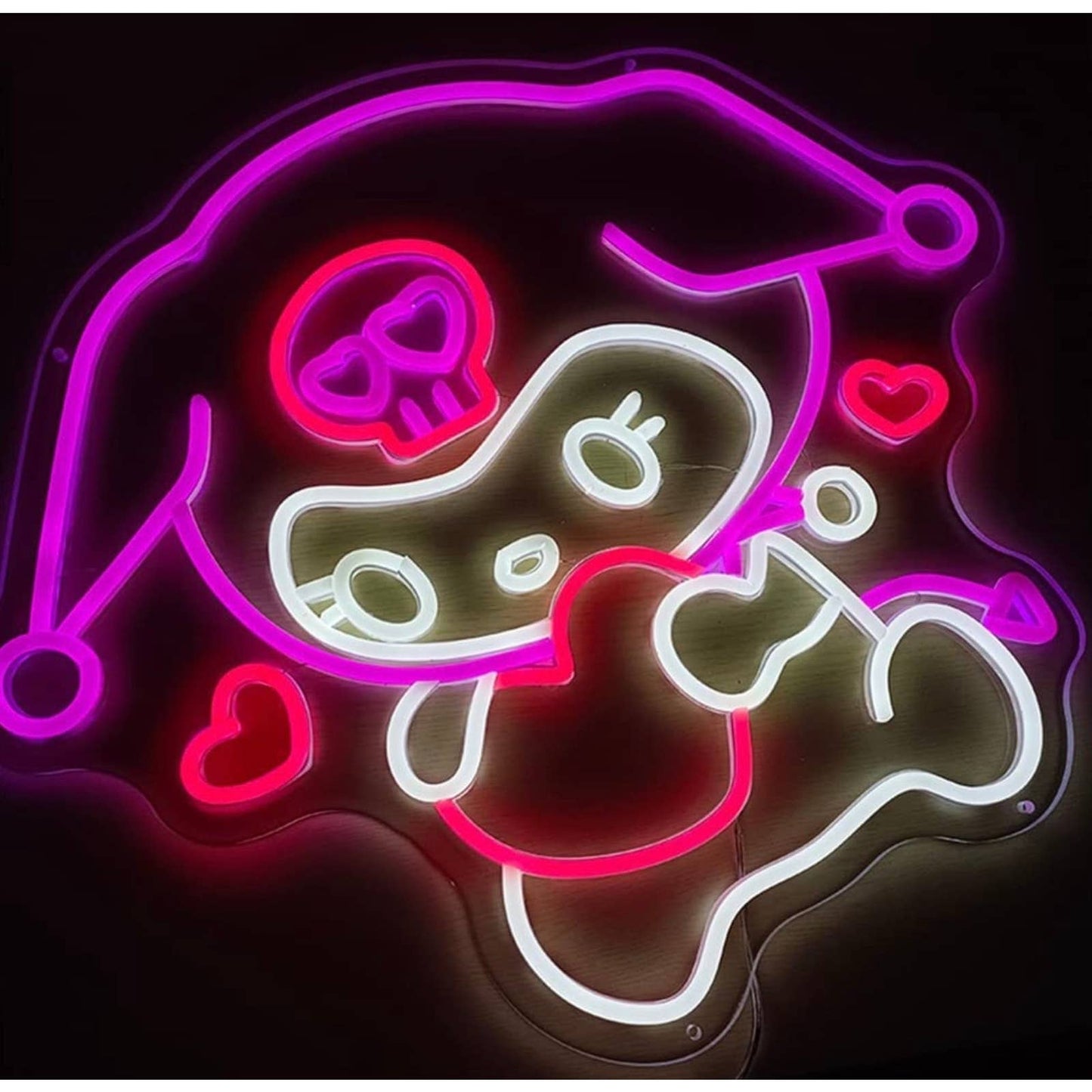 Super Adorable My Melody in Pink Skull Outfit LED Night Light Anime Room Wall D