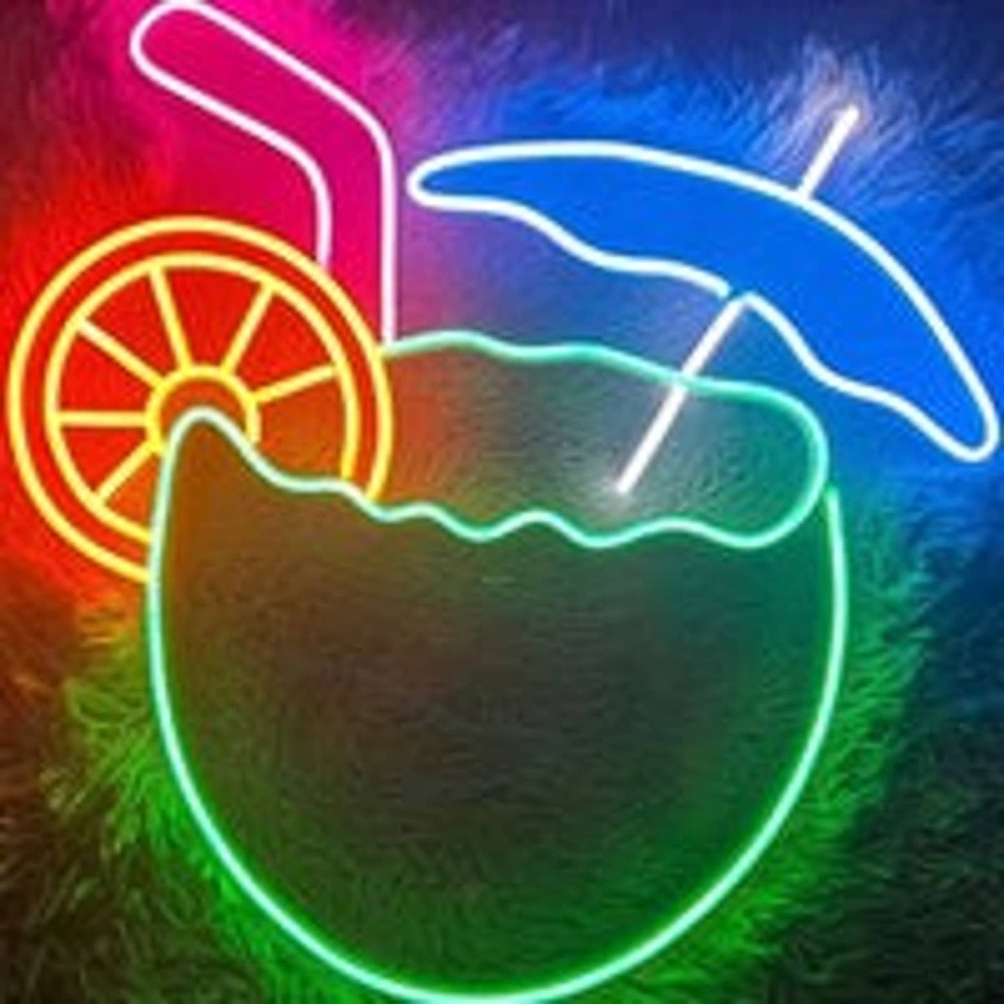 Bright Colorful Tasty Tropical Coconut Vacation Drink LED Night Light Room Wall