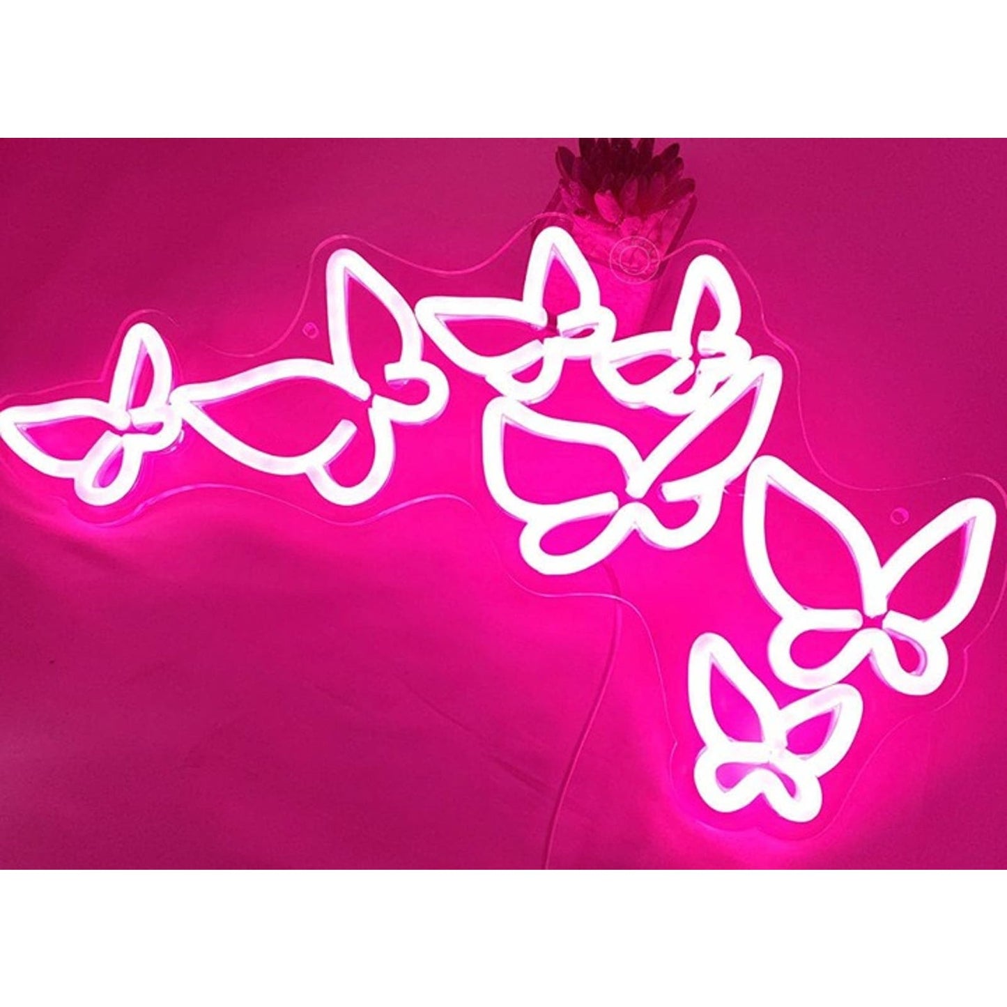 Lovely Bright Pink Butterfly Kaleidoscope LED Night Light Room Wall Decoration