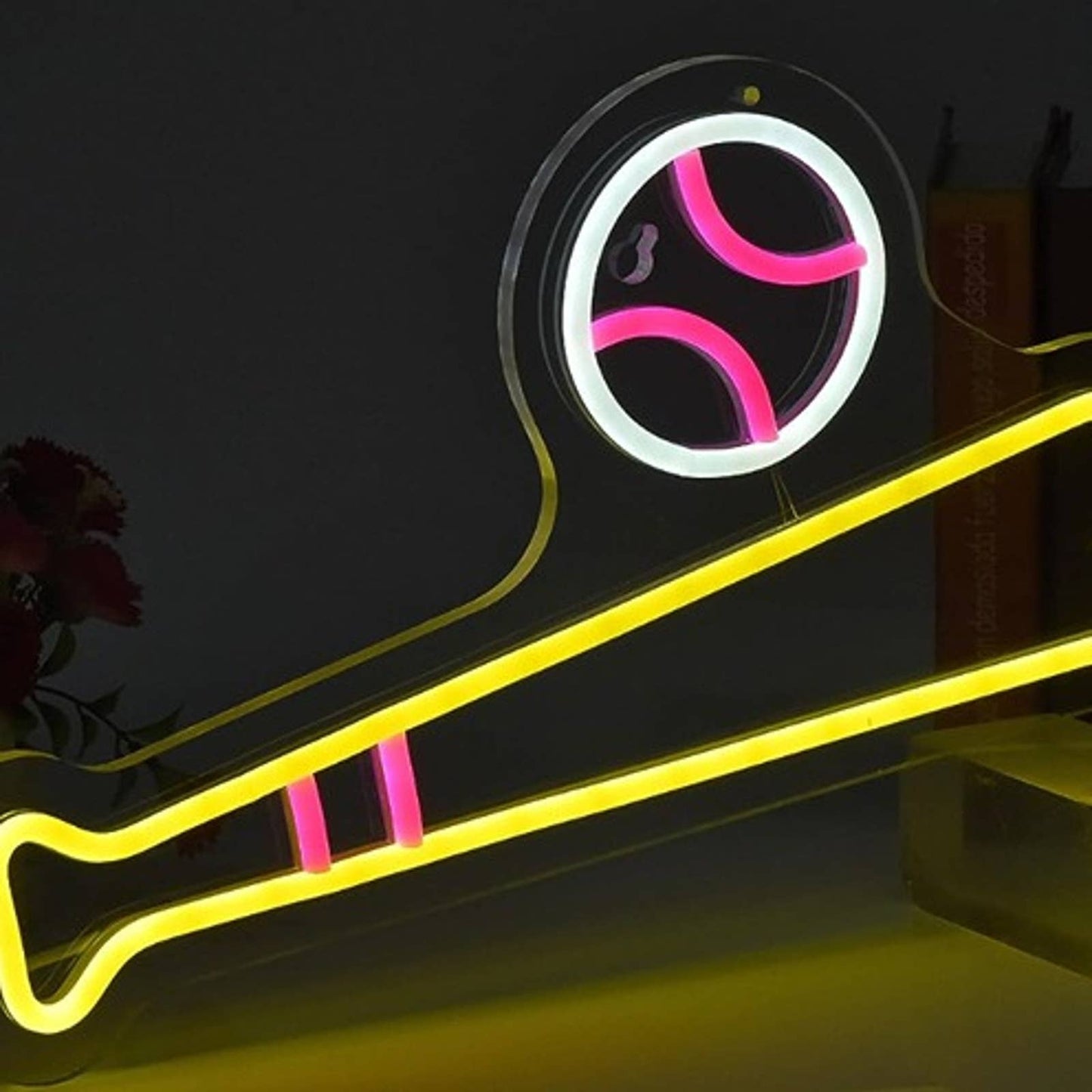 Fun Bright Pink / Yellow BaseBall LED Night Light MLB Sport Sign Decor