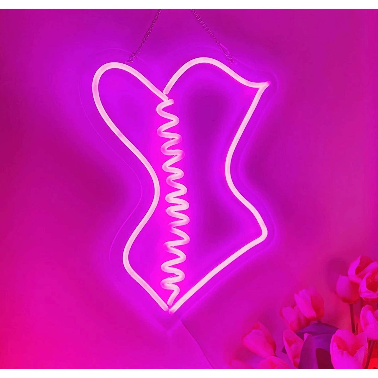 Lovely Bright Pink Corset Babe Cave LED Night Light Room Wall Decoration