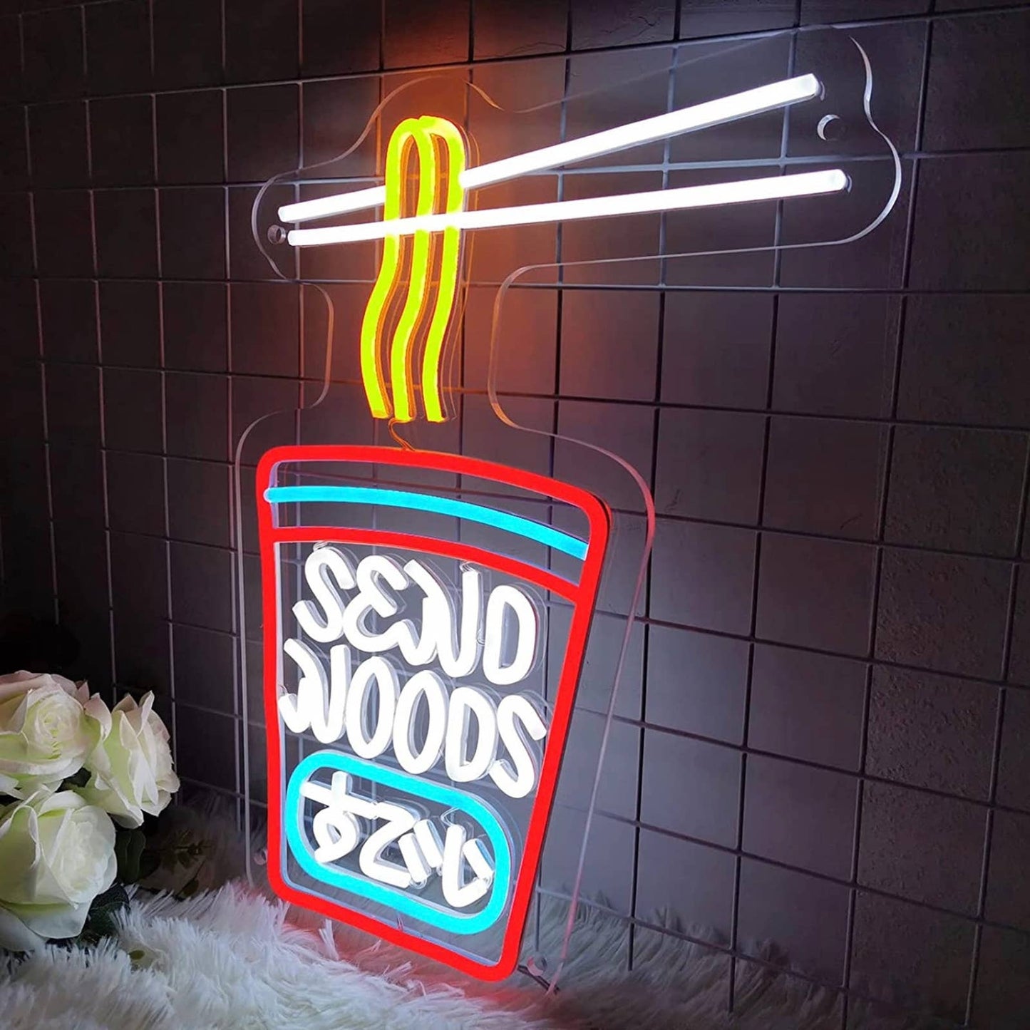 Fun Vivid Bright Send Noods Ramen Noodle Food LED Night Light Chinese Wall Decor