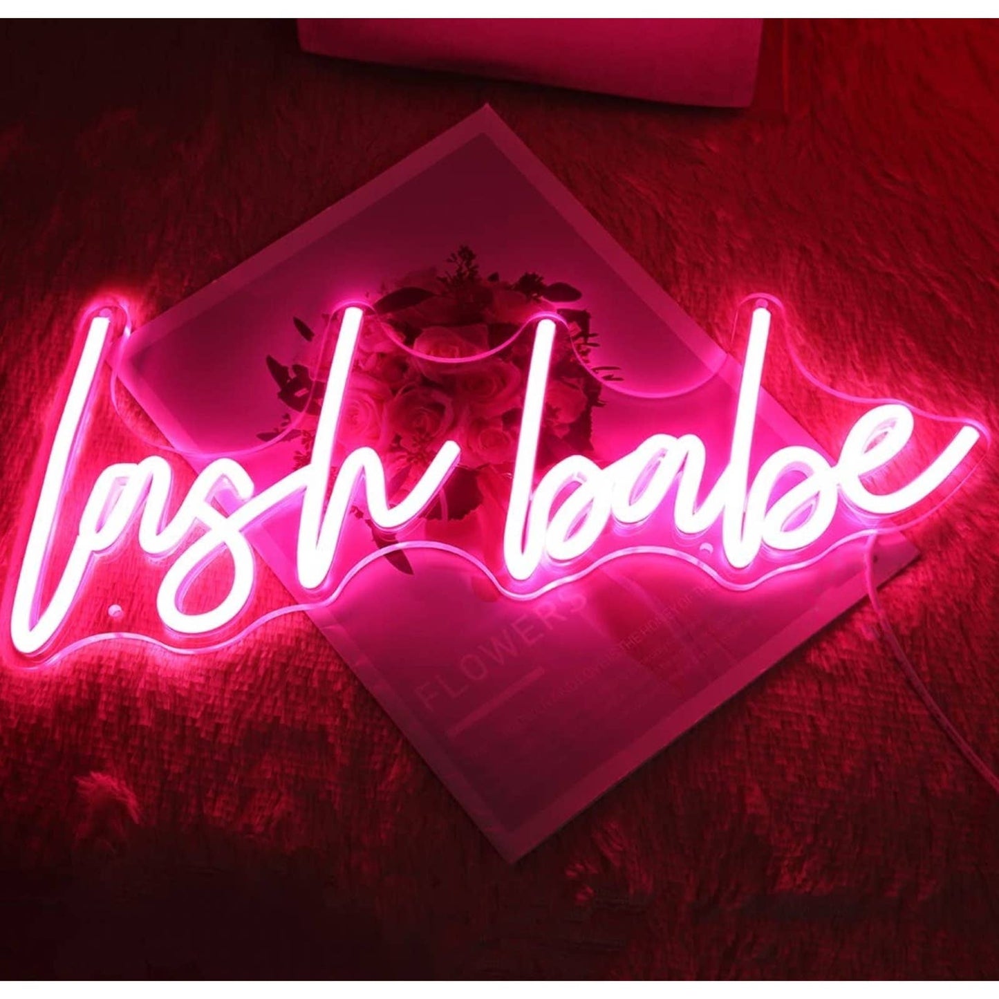 Lovely Bright Pink “Lash Babe” LED Night Light Room Wall Decoration