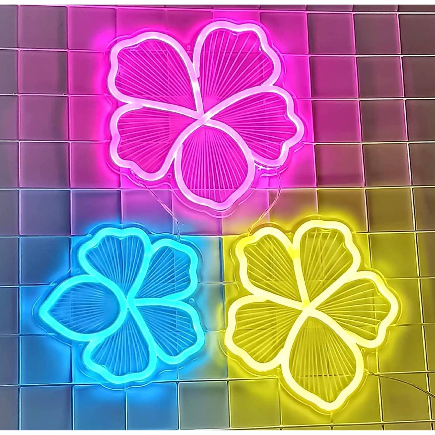 Lovely Bright Colorful 3 Piece Bundle Flower LED Night Light Room Wall Decoratio