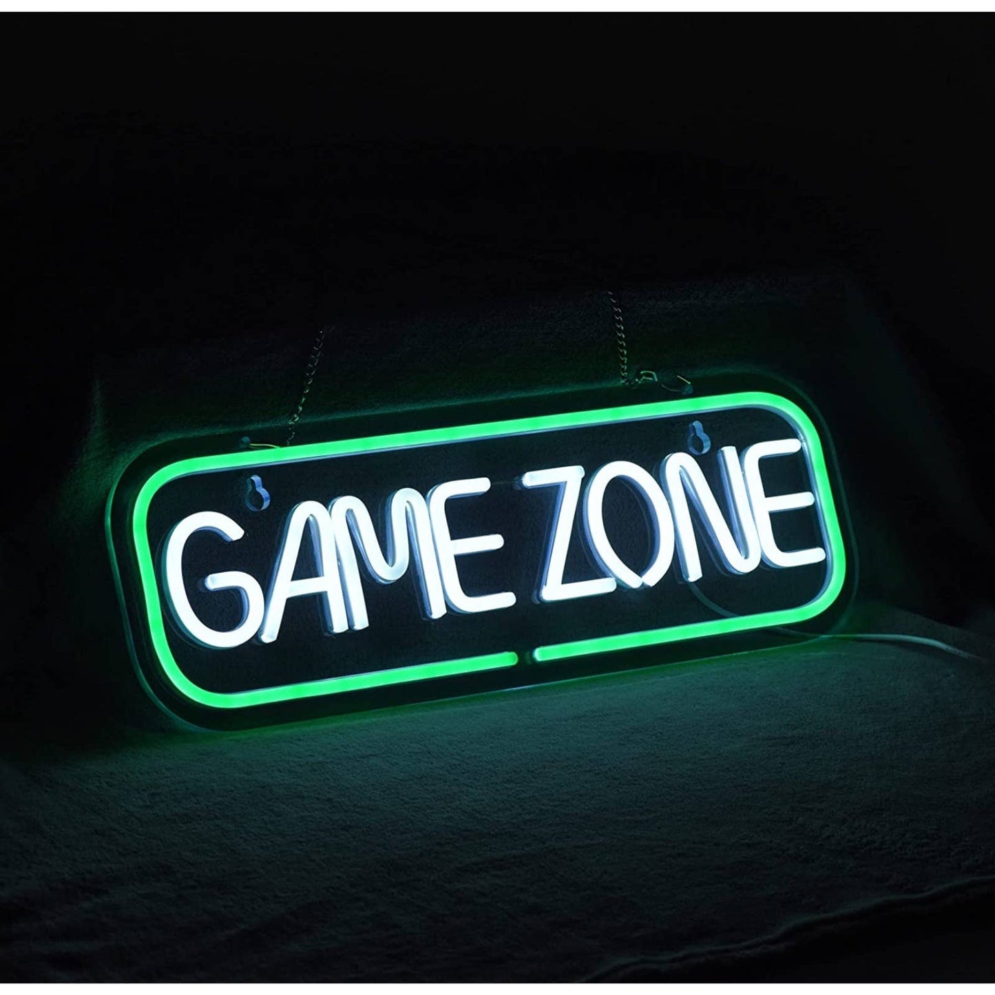 Fun Green / White Game Zone LED Night Light Sign Room Wall Decoration