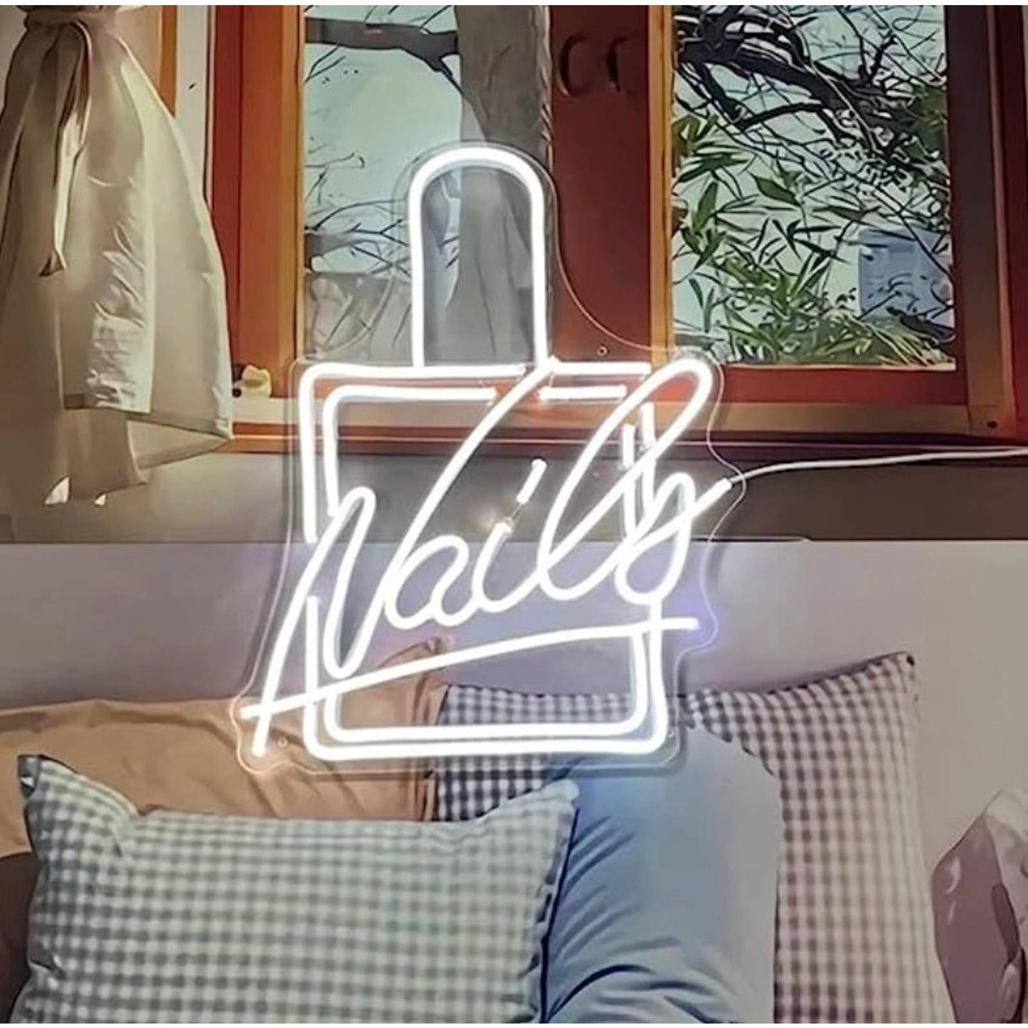 Lovely Cool Bright White Nails LED Night Light Salon Spa Room Wall Decor
