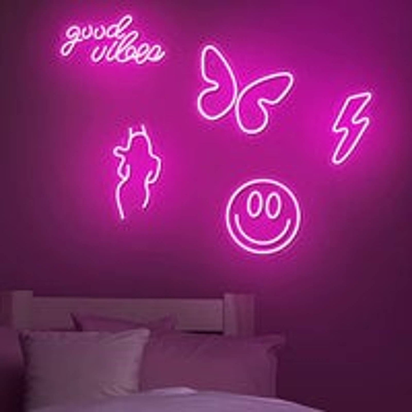 Lovely Bright Pink Shapes Bundle LED Night Light Room Wall Decorations