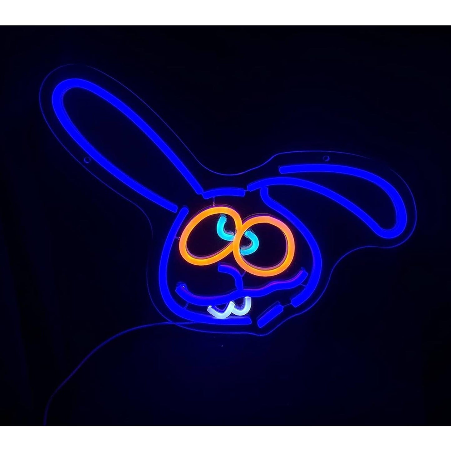 Vivid Bright Blue Funny Bunny Rabbit LED Night Light Cartoon Room Wall Decor