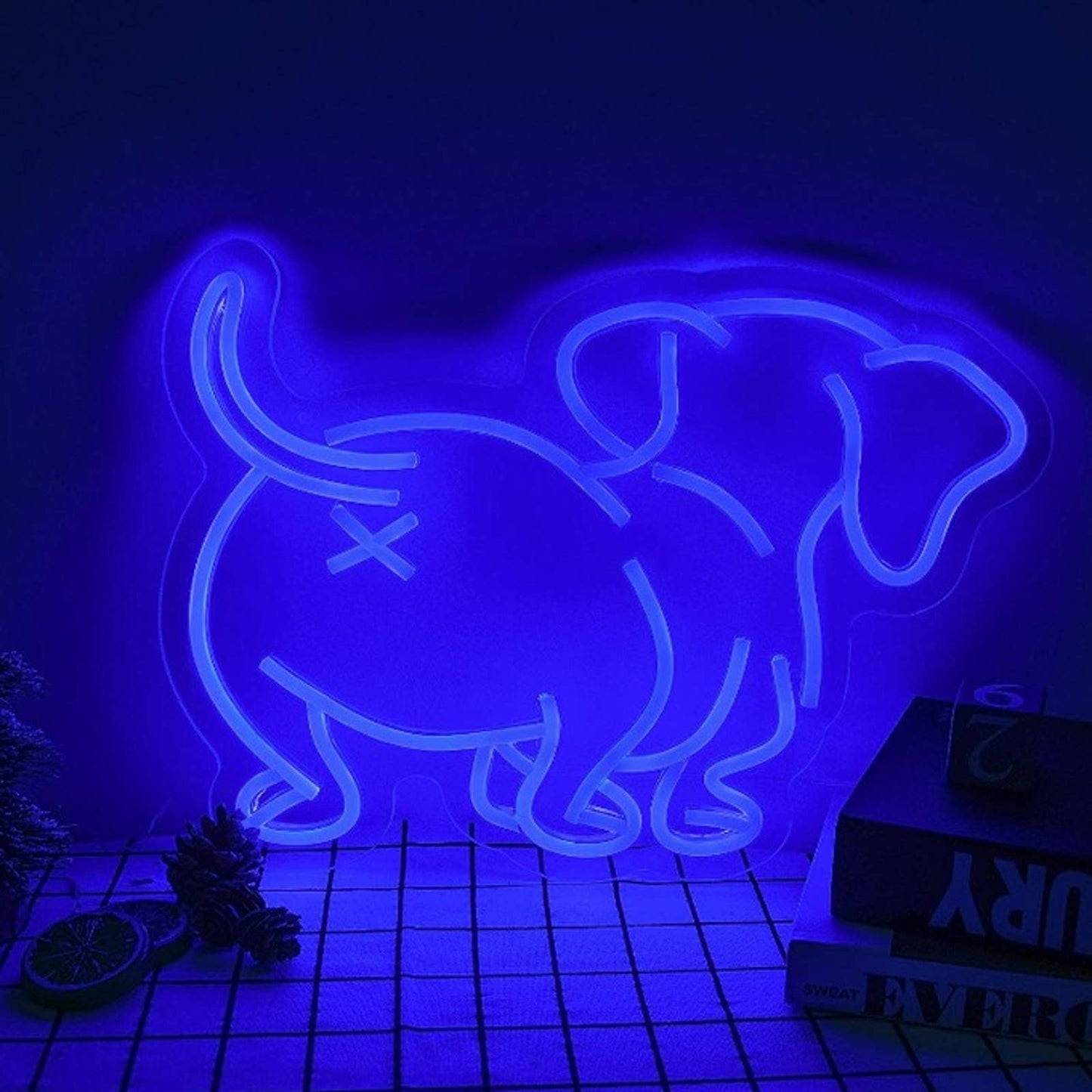 Funny Bright Blue Weiner Puppy Dog Butt LED Night Light Room Wall Decor