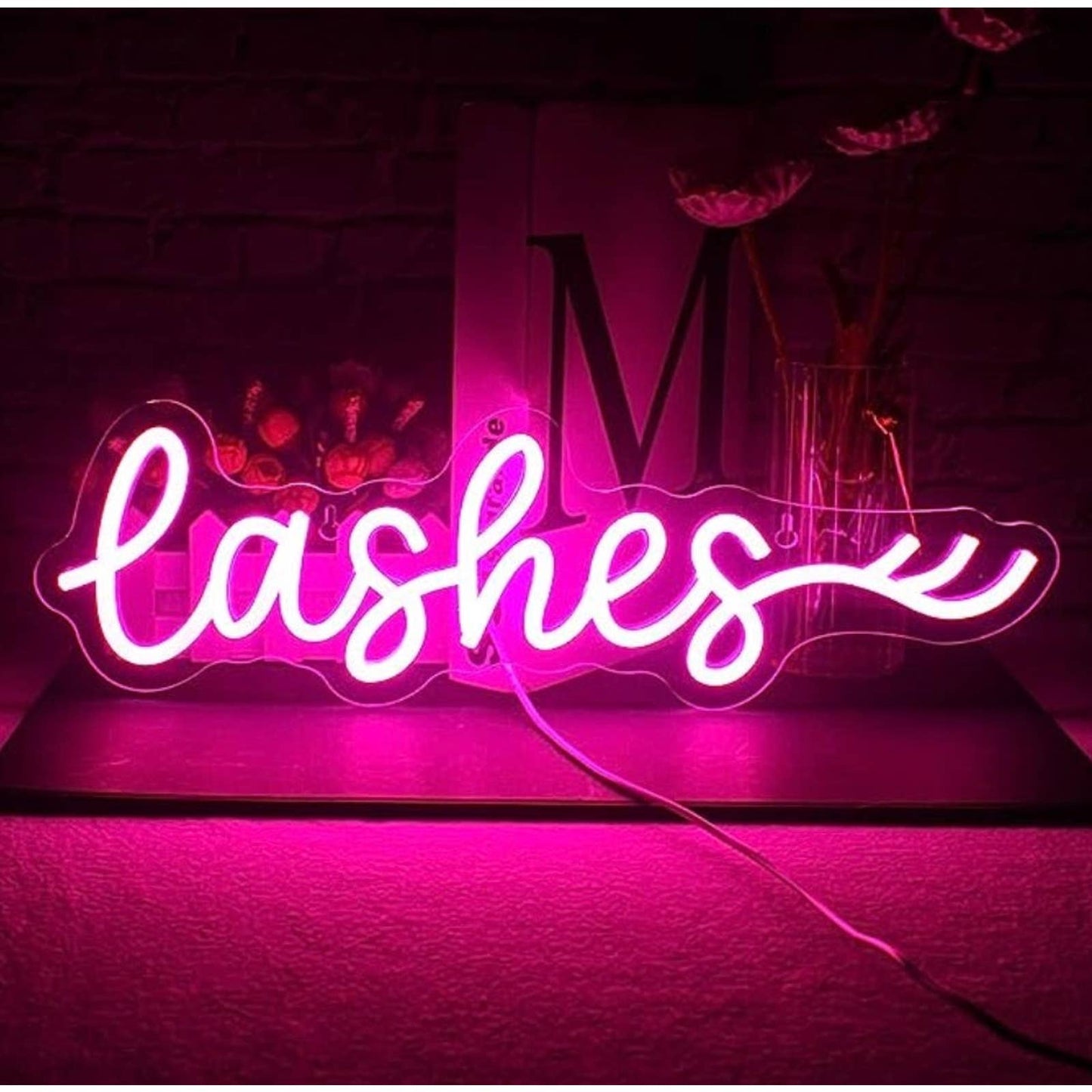 Lovely Bright Hot Pink Lashes LED Night Light Room Wall Decoration